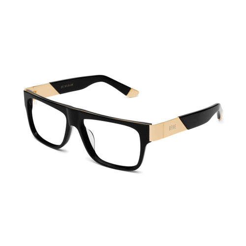 9FIVE 22 Loc Black & 24K Gold Clear Lens Glasses — side [g:clear-nonprescription s:reg o:2]
