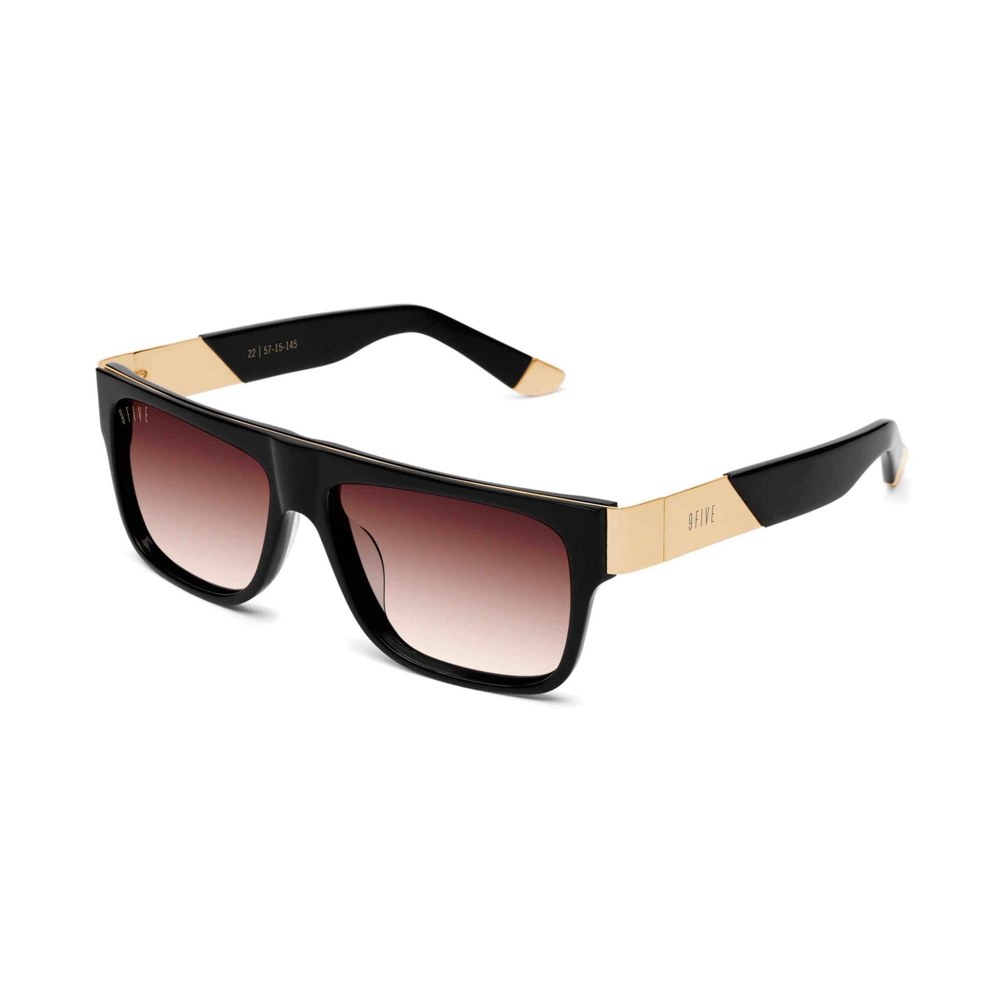 9FIVE 22 Loc Rum Gradient & 24K Gold Sunglasses — side [g:rum-gradient s:all o:2]