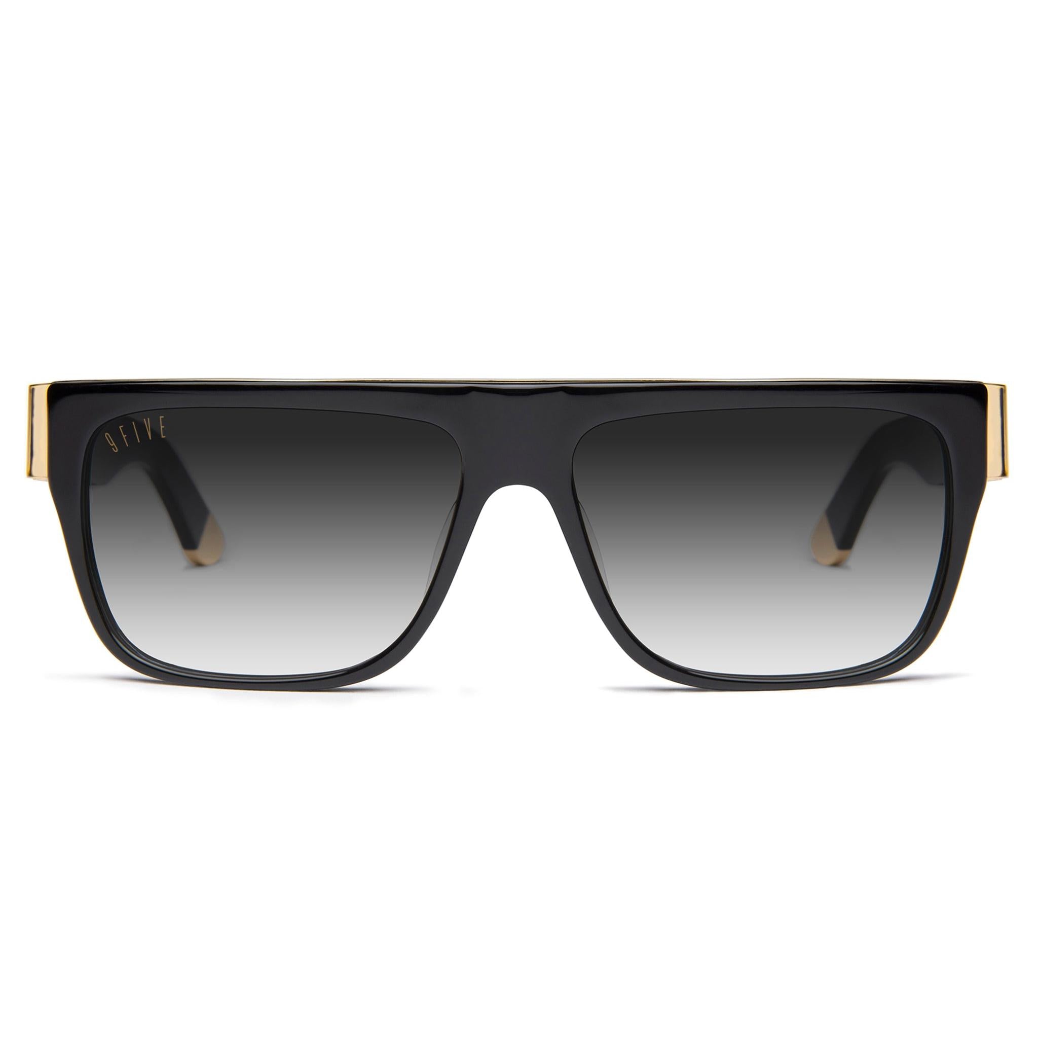 9FIVE 22 Loc Black Gradient & 24K Gold Sunglasses — XL fit, front [g:black-gradient s:xl o:1]