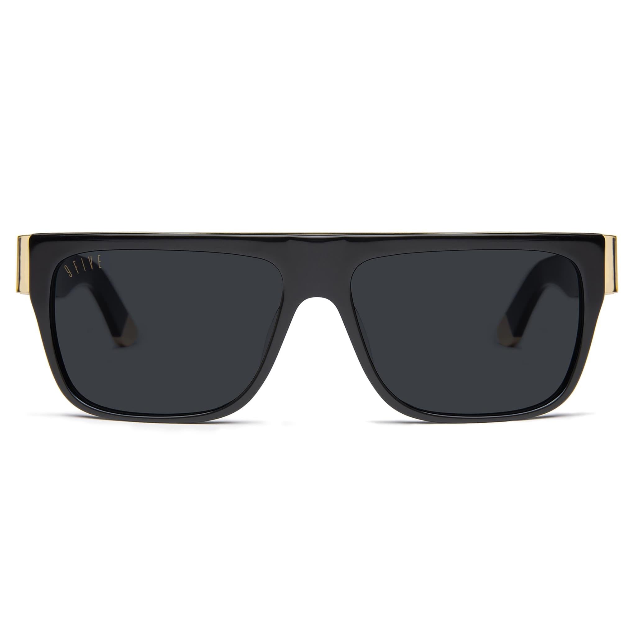 9FIVE 22 Loc Black & 24K Gold Sunglasses — XL fit, front [g:black s:xl o:1]
