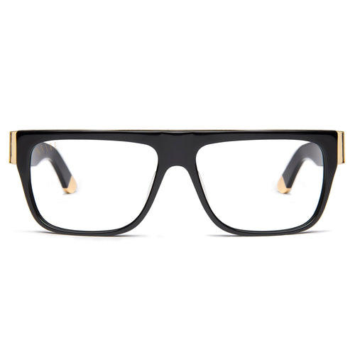 9FIVE 22 Loc Black & 24K Gold Clear Lens Glasses Rx — XL front [g:all s:xl o:1]