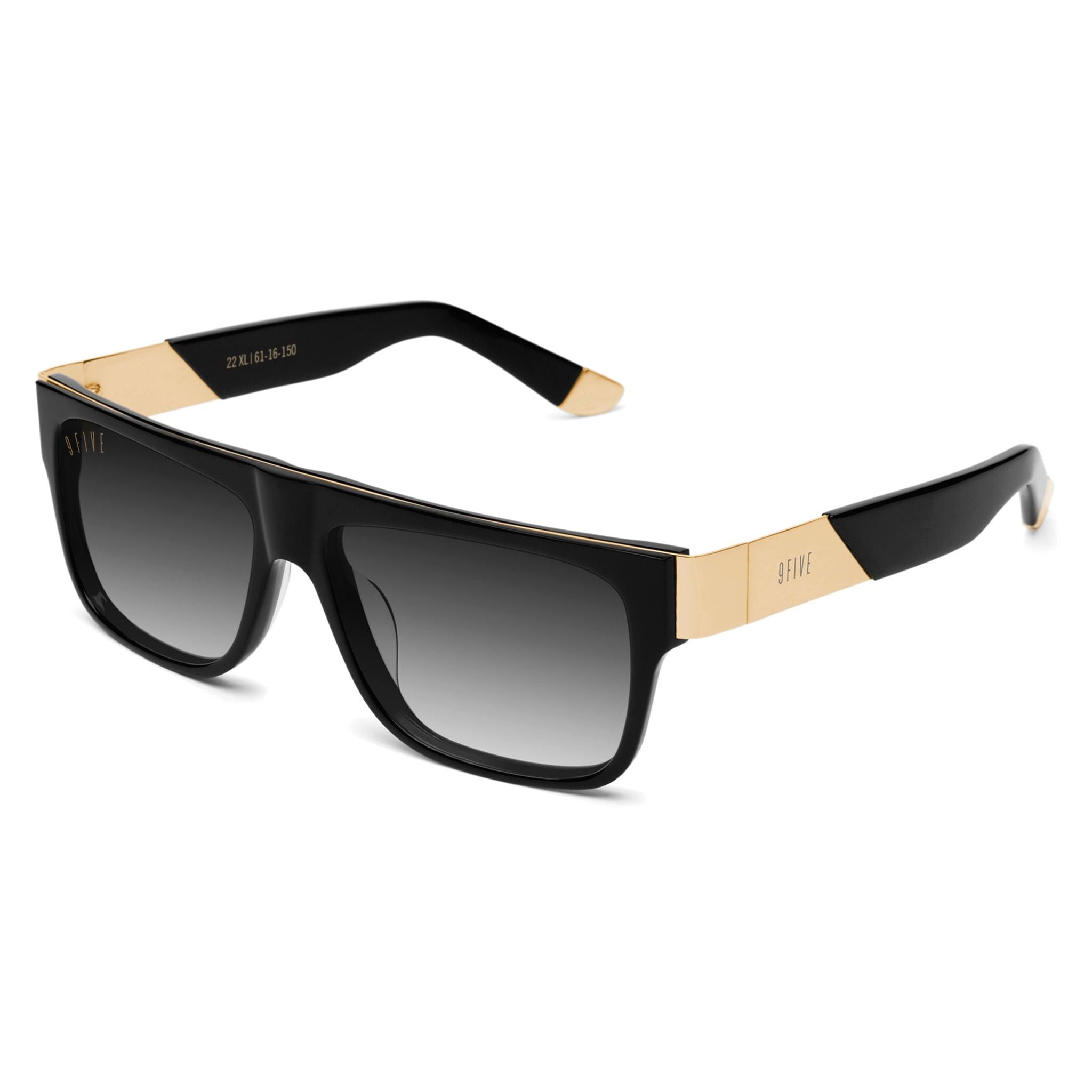 9FIVE 22 Loc Black Gradient & 24K Gold Sunglasses — XL fit, side [g:black-gradient s:xl o:2]