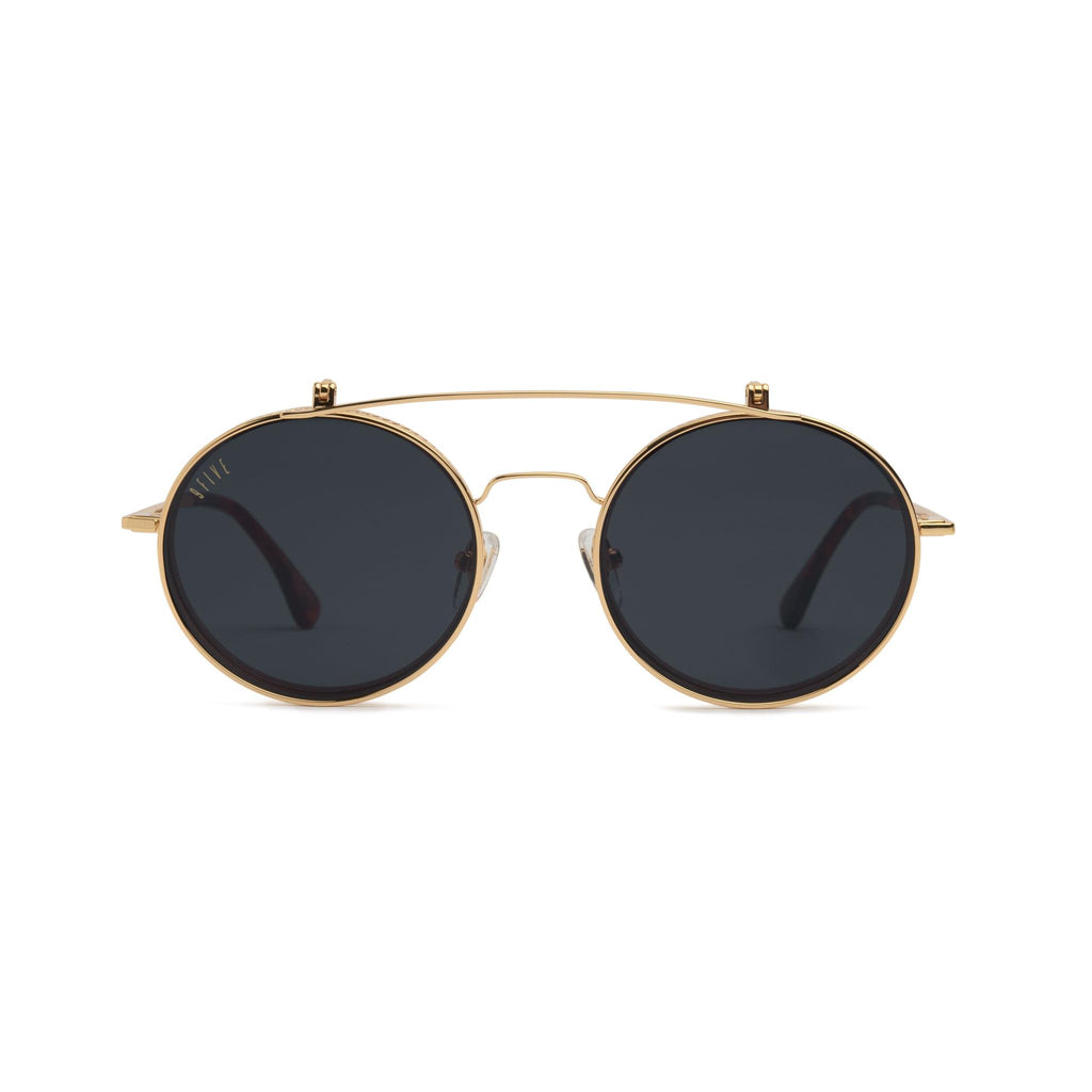 9FIVE 50-50 Flip-Up Tortoise Black Sunglasses — front, flip closed [g:black s:all o:4]