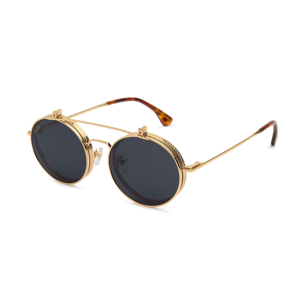 9FIVE 50-50 Flip-Up Tortoise Black Sunglasses — side, flip closed [g:black s:all o:5]