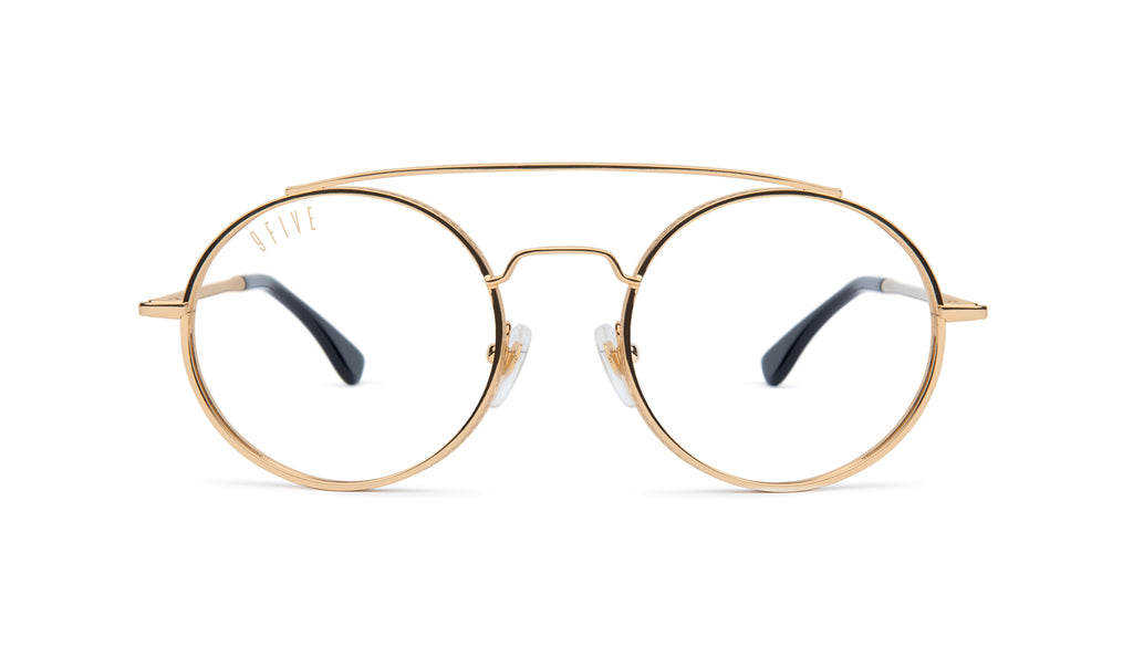 9FIVE 50-50 24K Gold Clear Lens Glasses Rx