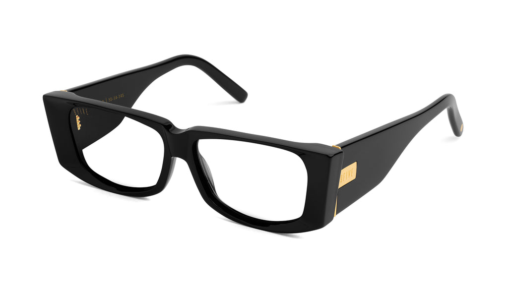 9FIVE Angelo Black & 24K Gold Clear Lens Glasses