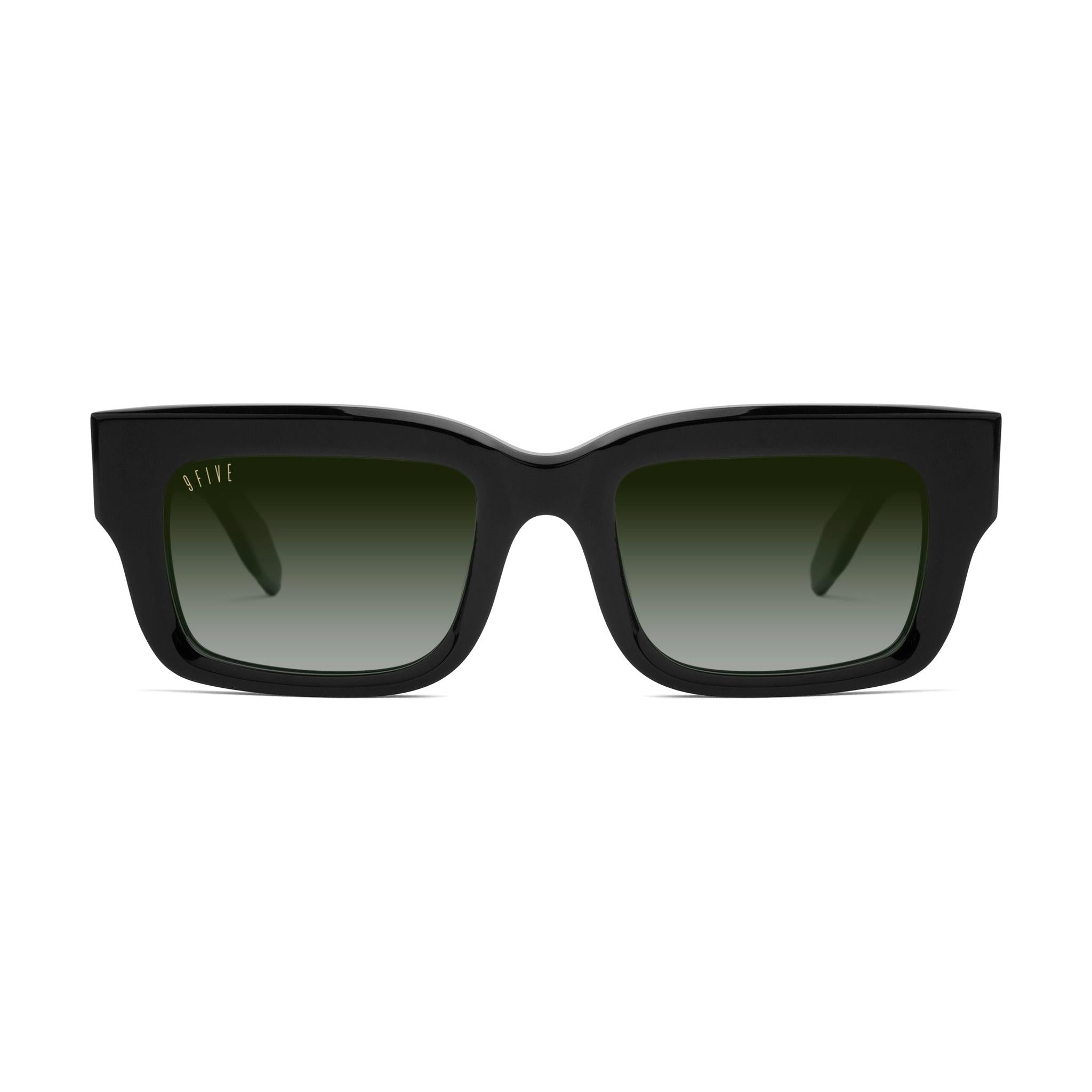 9FIVE Apex Black & 24K Gold Green Gradient Sunglasses — front [g:green-gradient s:all o:1]