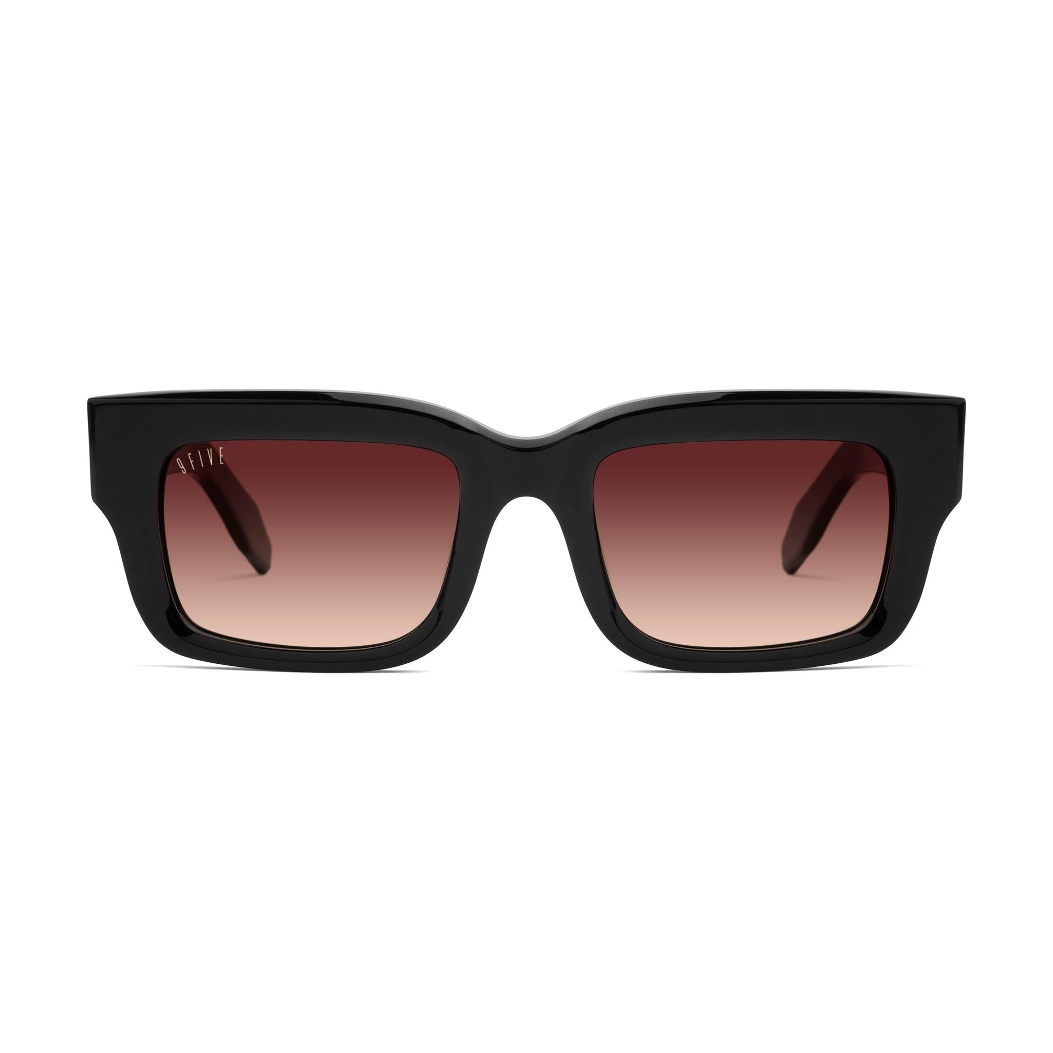 9FIVE Apex Black & 24K Gold Rum Gradient Sunglasses — front [g:rum-gradient s:all o:1]