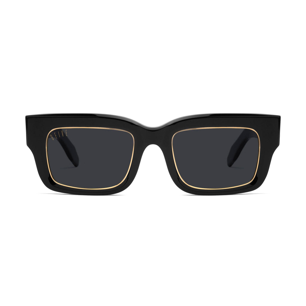 9FIVE Apex Black & 24K Gold Rim Sunglasses — front [g:black s:all o:1]