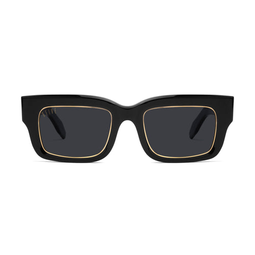 9FIVE Apex Black & 24K Gold Rim Sunglasses — front [g:black s:all o:1]