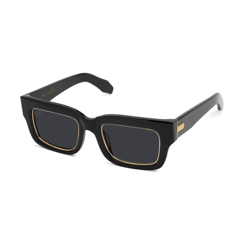9FIVE Apex Black & 24K Gold Rim Sunglasses — side [g:black s:all o:2]