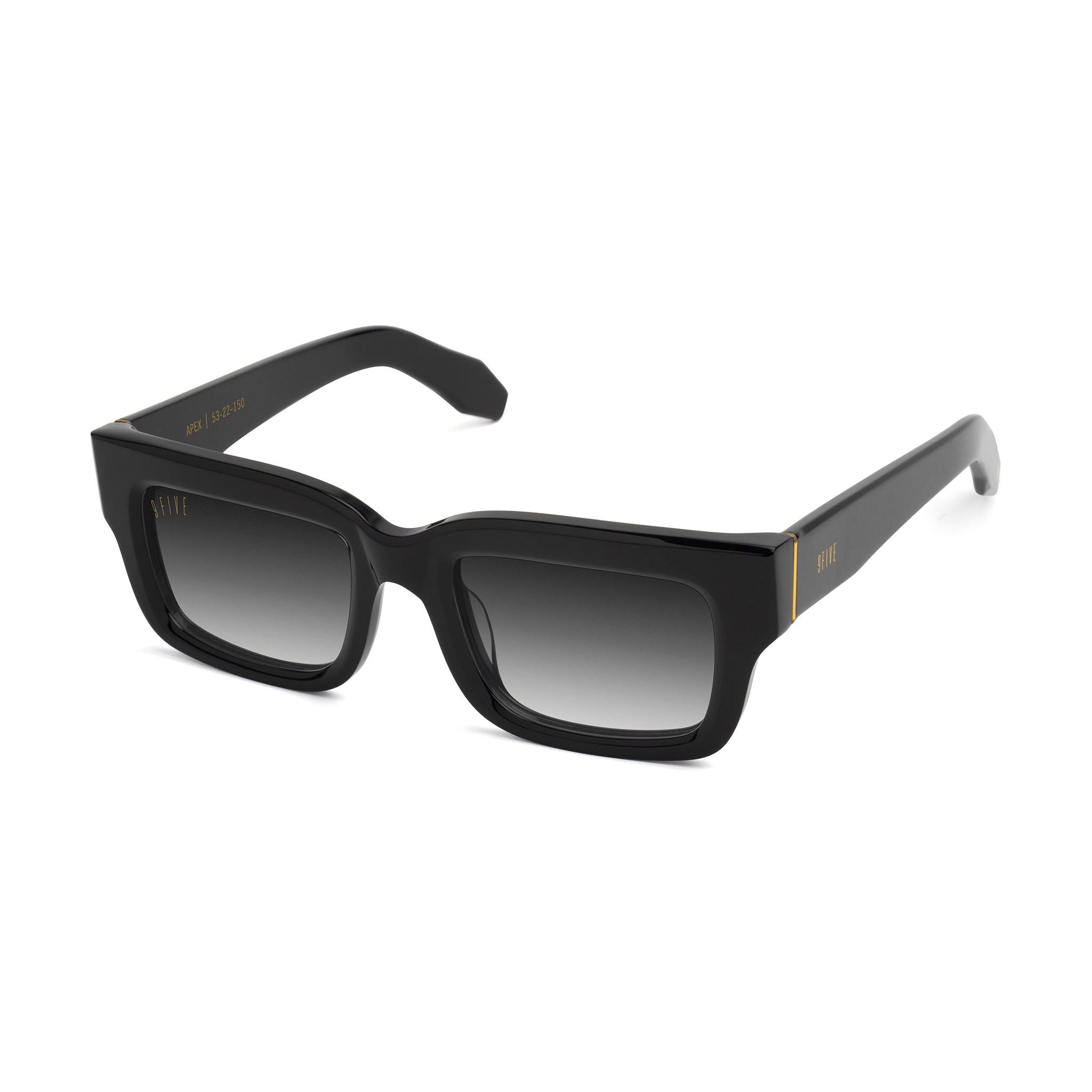 9FIVE Apex Black & 24K Gold Black Gradient Sunglasses — side [g:black-gradient s:all o:2]