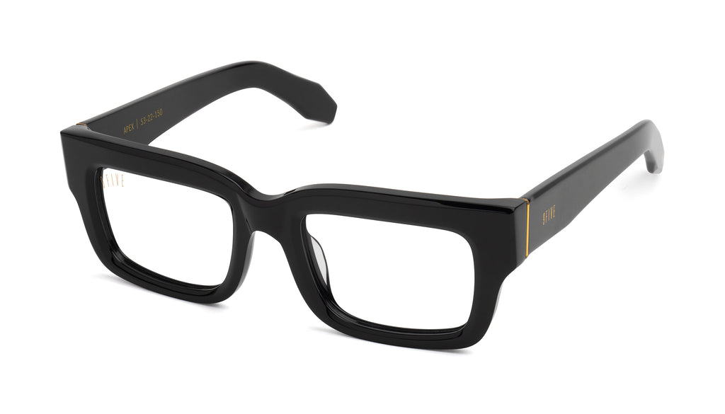 9FIVE Apex Black & 24K Gold Clear Lens Glasses