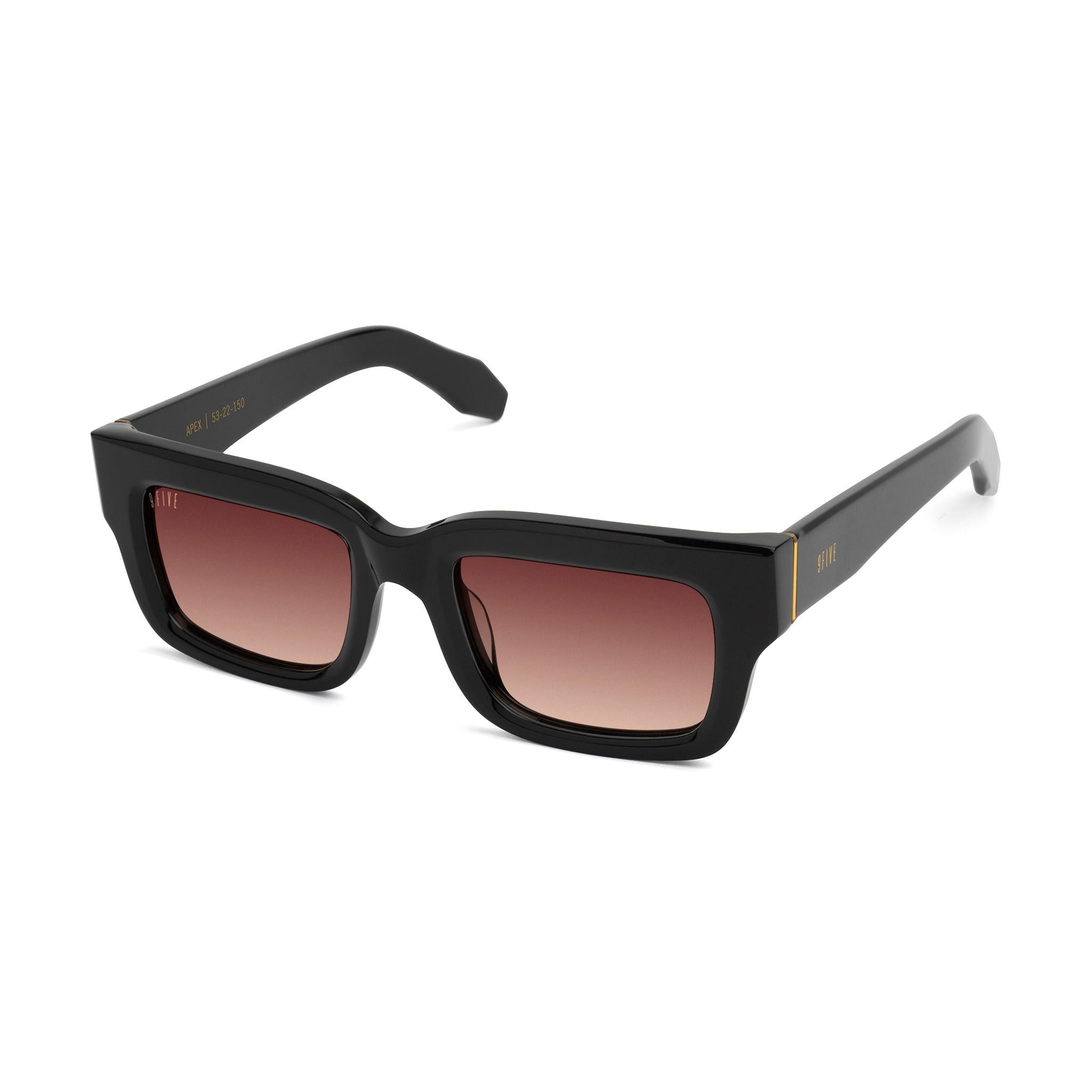 9FIVE Apex Black & 24K Gold Rum Gradient Sunglasses — side [g:rum-gradient s:all o:2]