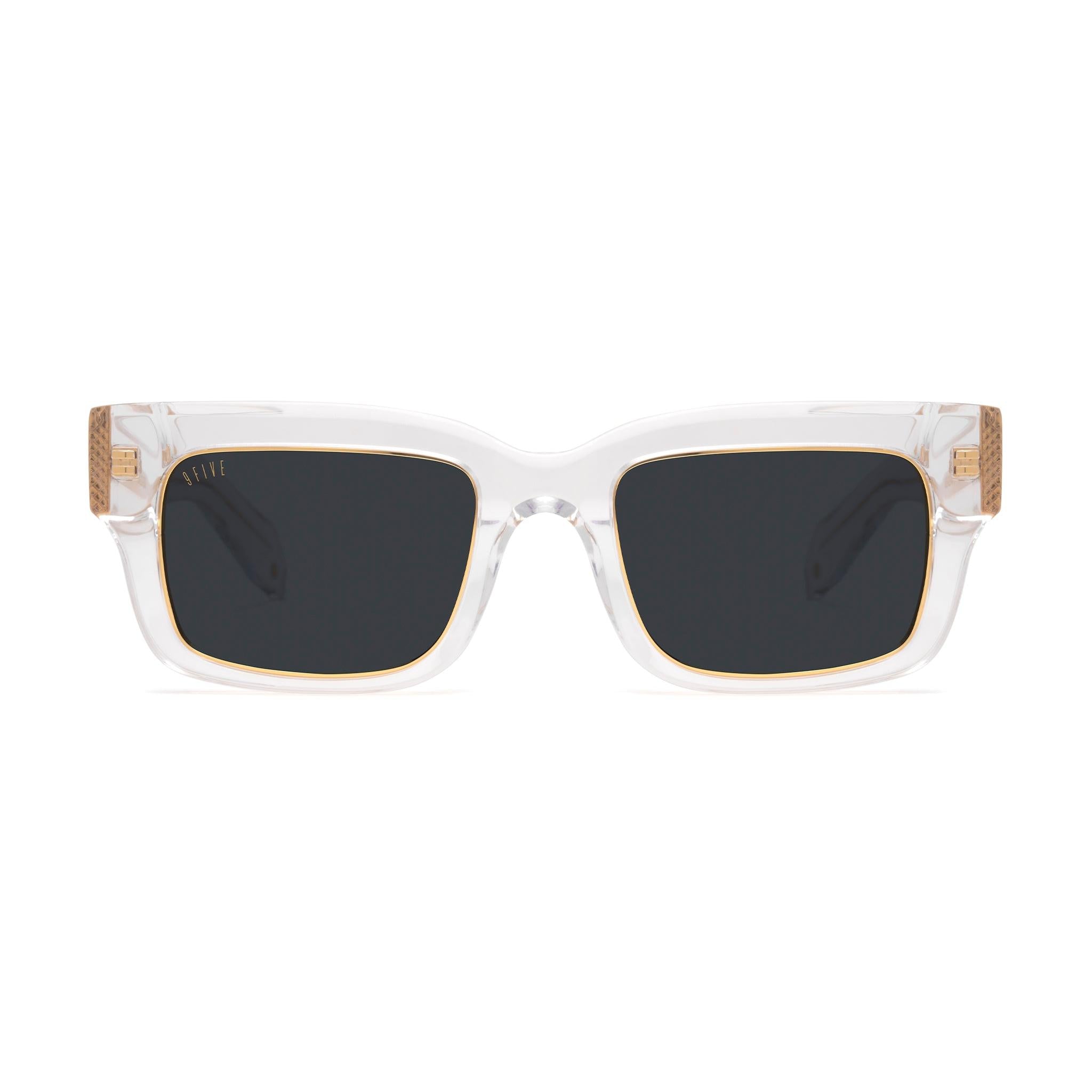 9FIVE Apex Crystal & 24K Gold Black Sunglasses — front [g:black s:all o:1]