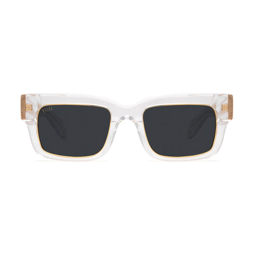 9FIVE Apex Crystal & 24K Gold Black Sunglasses — front [g:black s:all o:1]