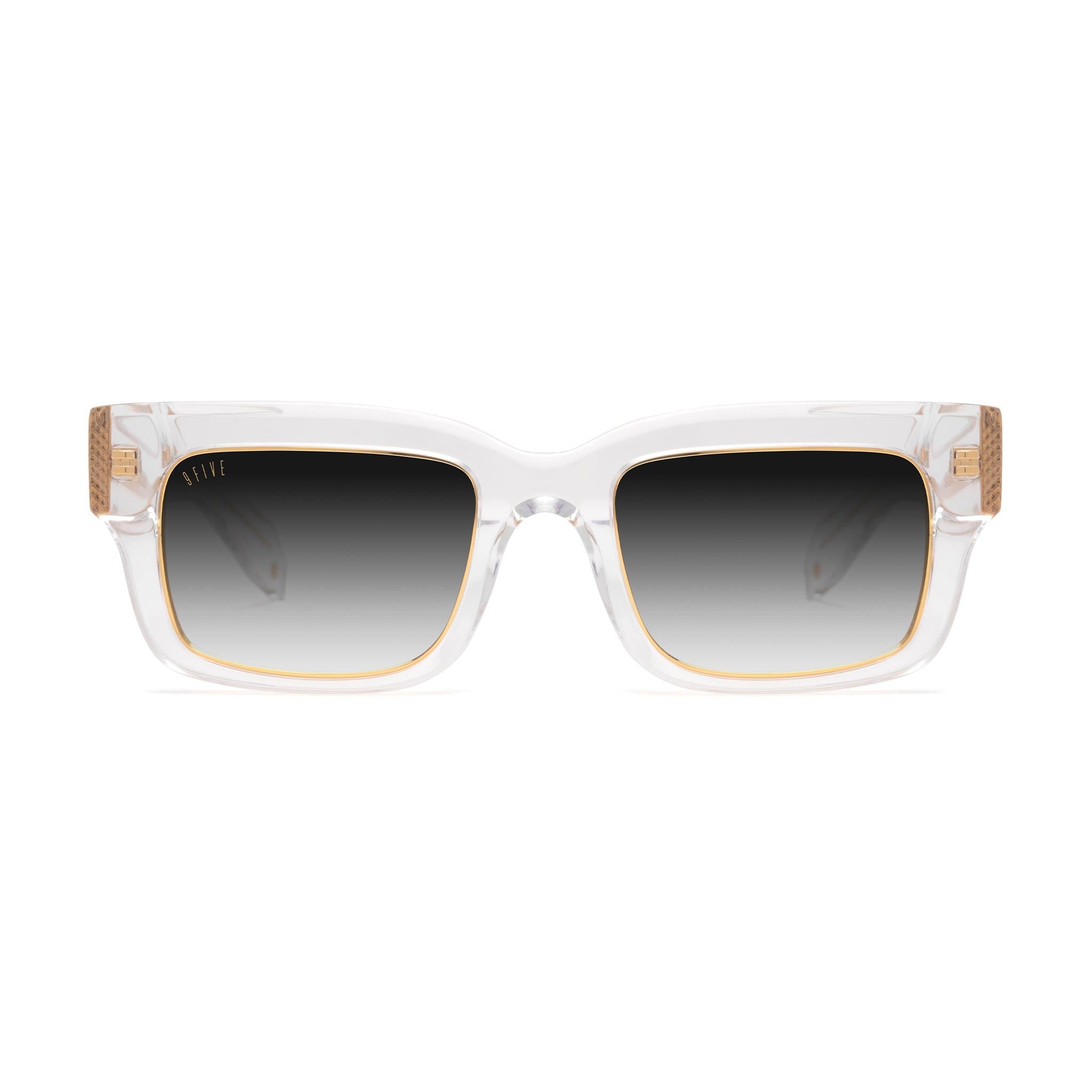 9FIVE Apex Crystal & 24K Gold Black Gradient Sunglasses — front [g:black-gradient s:all o:1]
