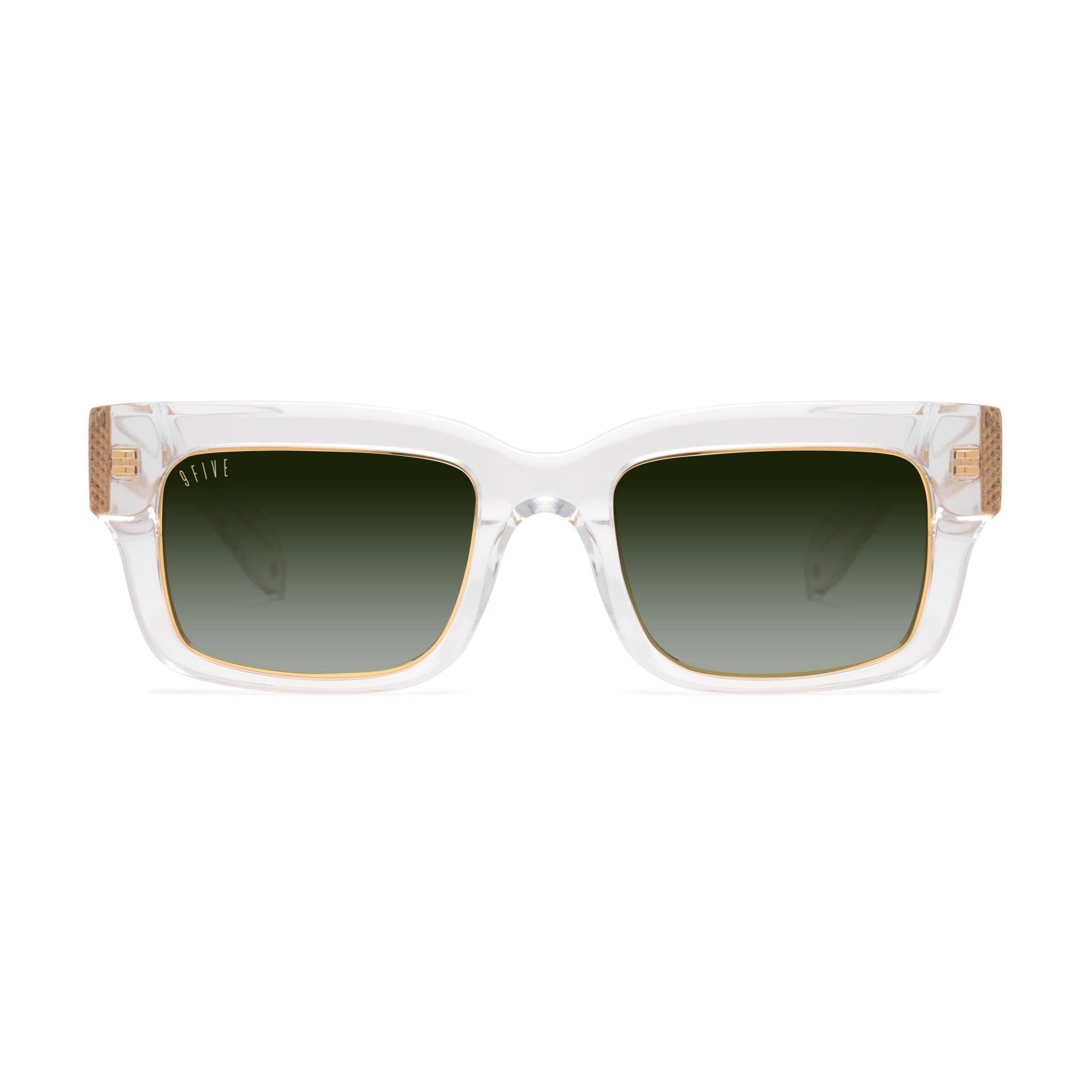 9FIVE Apex Crystal & 24K Gold Green Gradient Sunglasses — front [g:green-gradient s:all o:1]