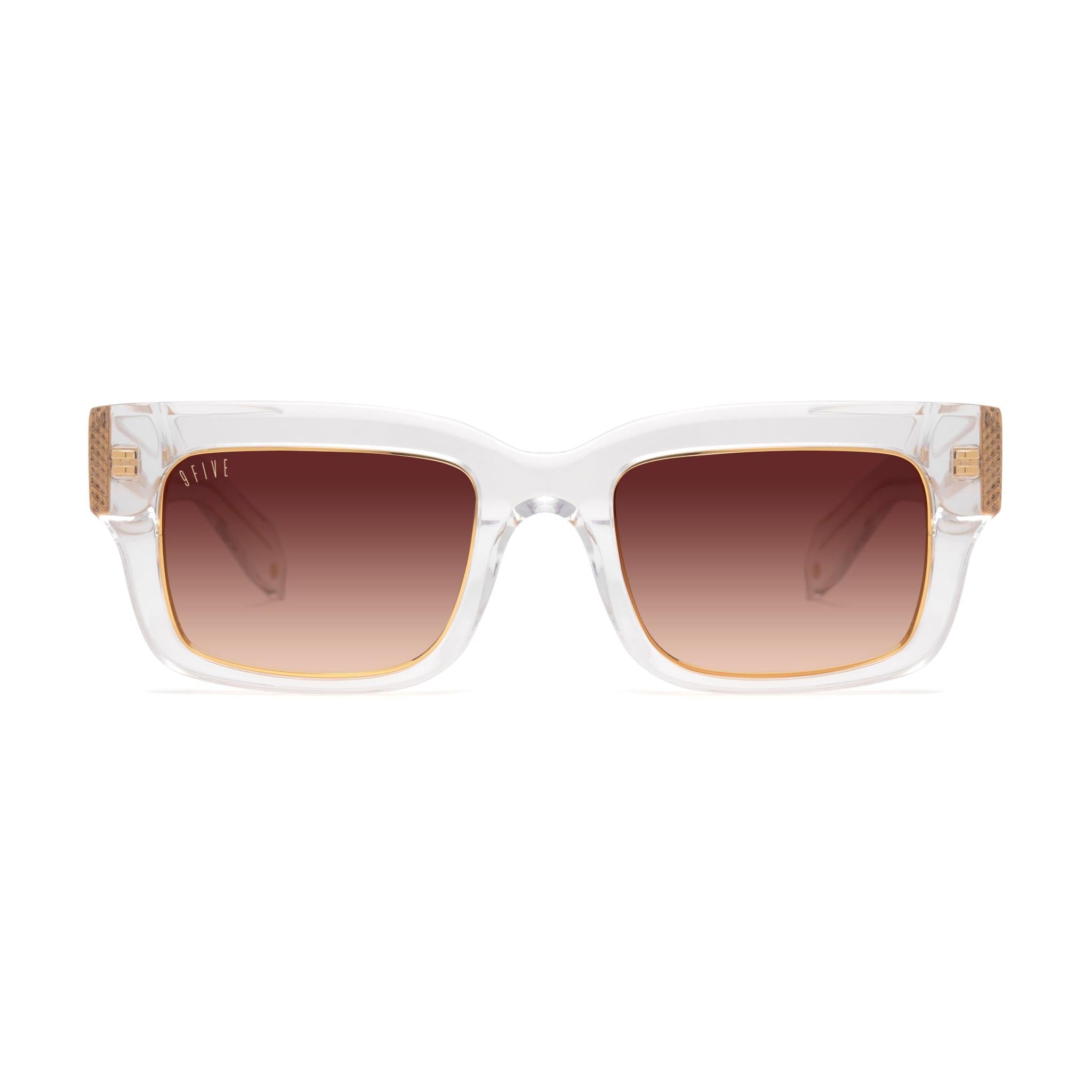 9FIVE Apex Crystal & 24K Gold Rum Gradient Sunglasses — front [g:rum-gradient s:all o:1]