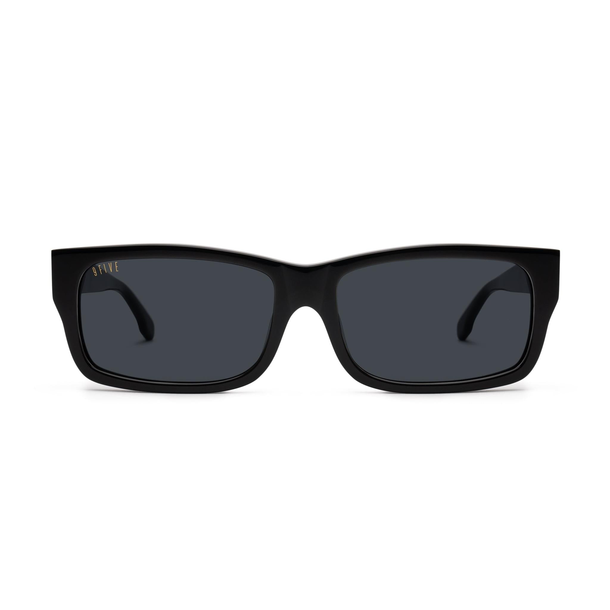 9FIVE Aura Black & 24K Gold Sunglasses — XL fit, front [g:black s:xl o:1]