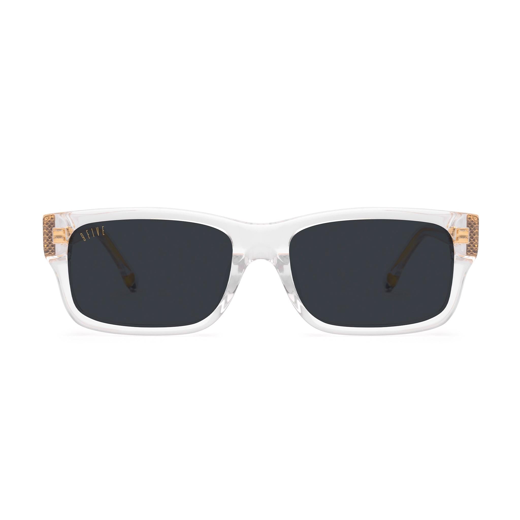 9FIVE Aura XL Crystal & 24K Gold Black Sunglasses — front [g:black s:xl o:1]
