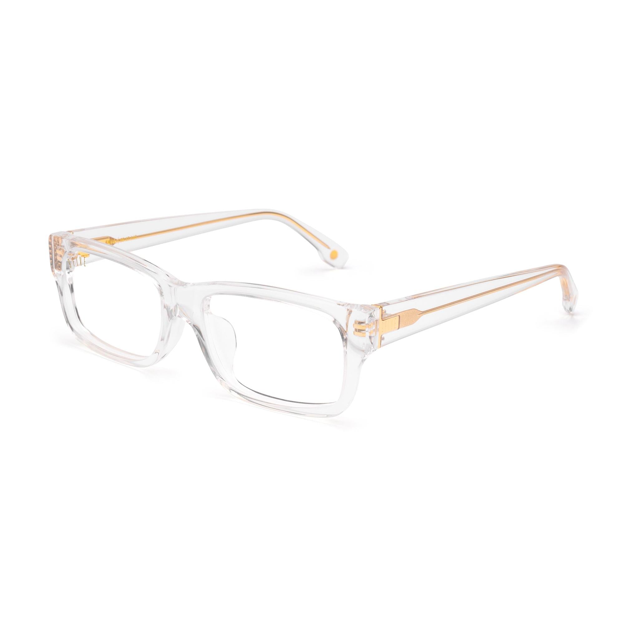 9FIVE Aura Crystal & 24K Gold Clear Lens Glasses — XL side [g:all s:xl o:2]