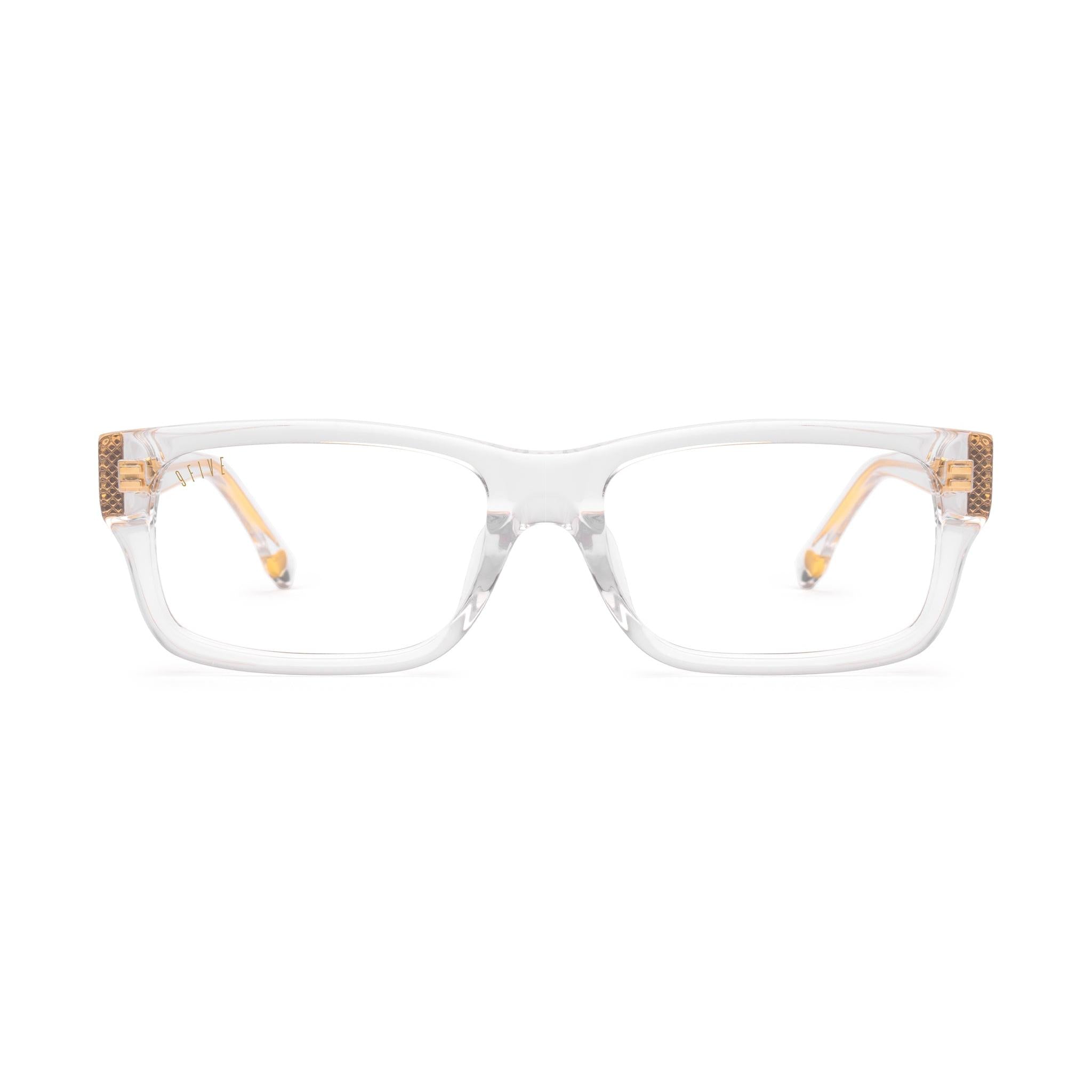 9FIVE Aura Crystal & 24K Gold Clear Lens Glasses — front [g:all s:reg o:1]