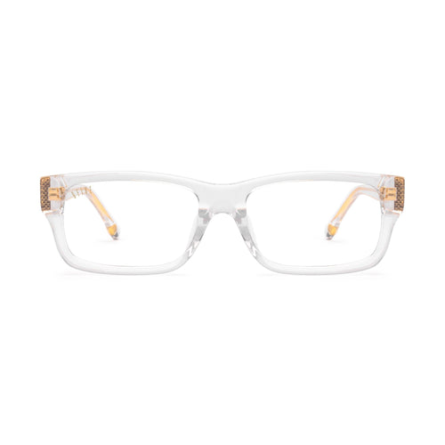 9FIVE Aura Crystal & 24K Gold Clear Lens Glasses — front [g:all s:reg o:1]