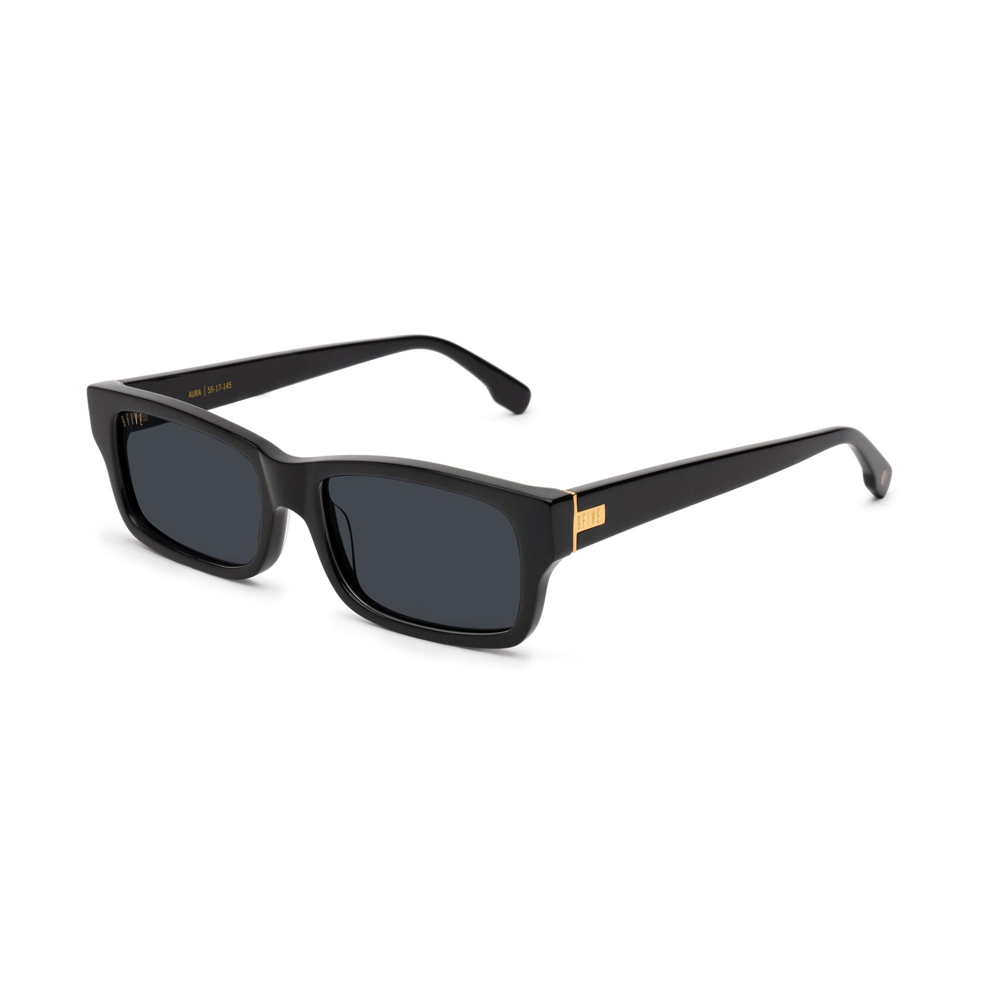 9FIVE Aura Black & 24K Gold Sunglasses — Regular fit, side [g:black s:reg o:2]