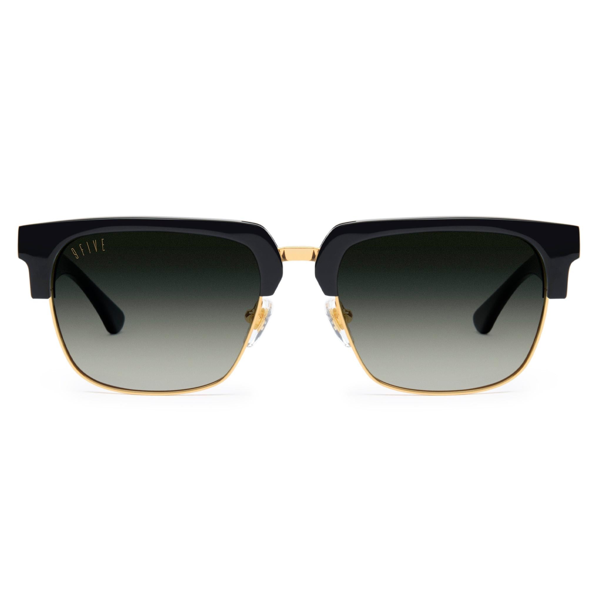 9FIVE Belmont Green Gradient & 24K Gold Sunglasses — front [g:green-gradient s:all o:1]
