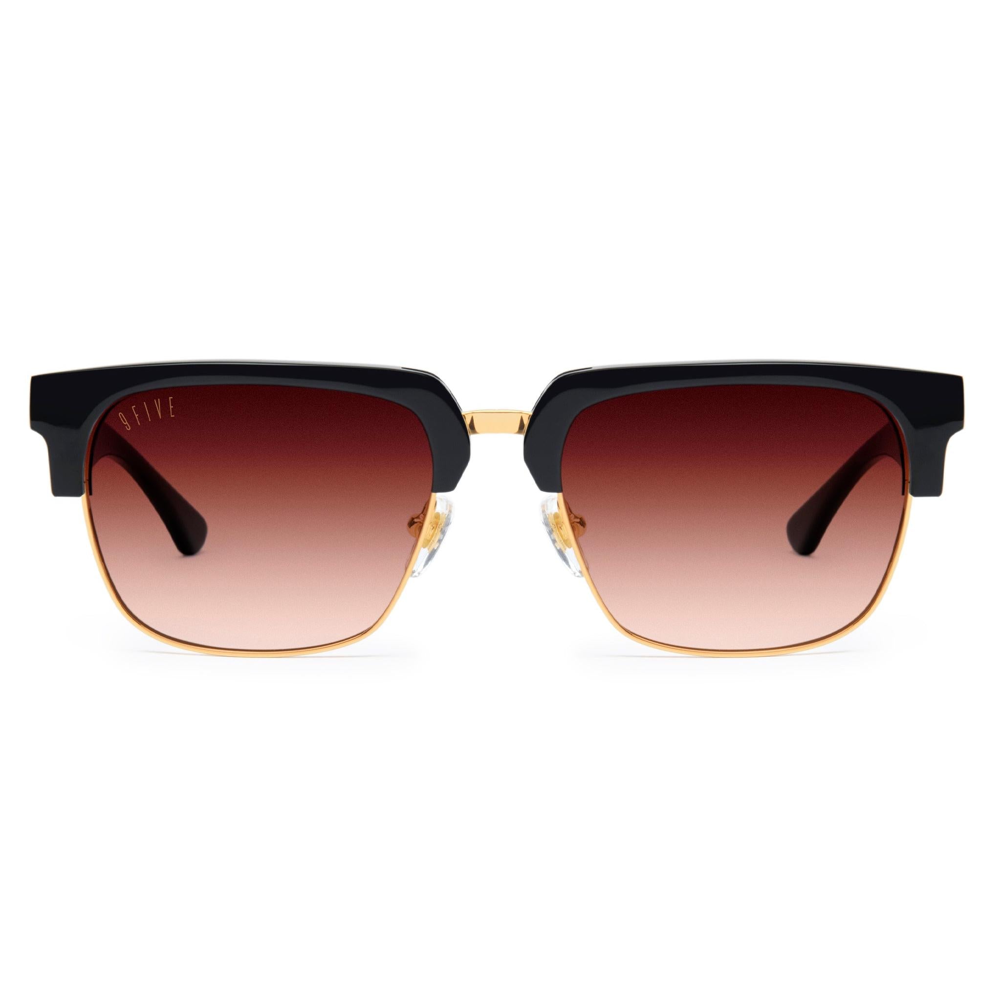 9FIVE Belmont Rum Gradient & 24K Gold Sunglasses — front [g:rum-gradient s:all o:1]