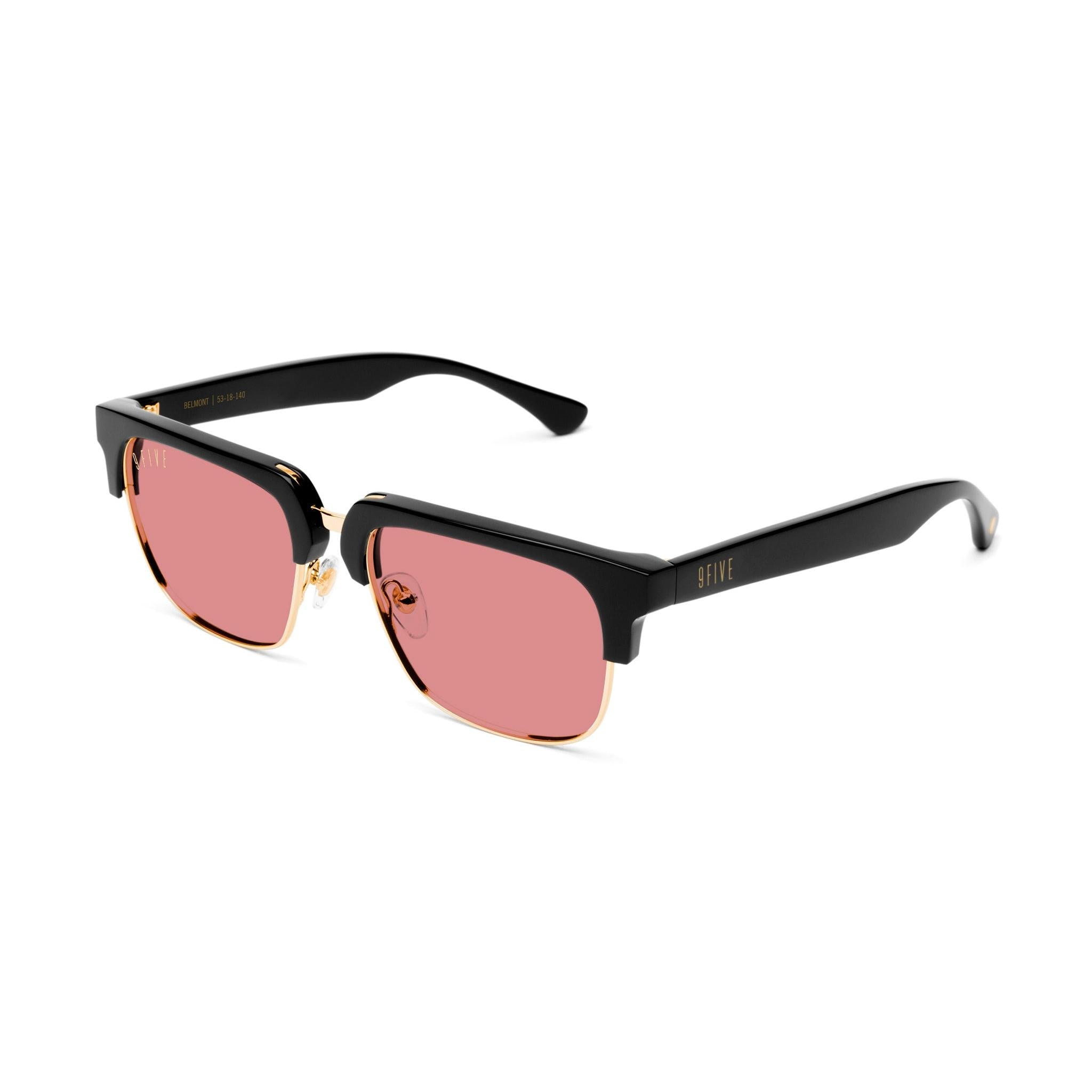 9FIVE Belmont Pink & 24K Gold Sunglasses — Regular fit, side [g:pink s:reg o:2]