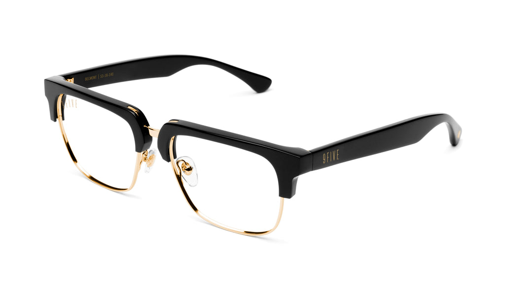 9FIVE Belmont Black & 24K Gold Clear Lens Glasses Rx