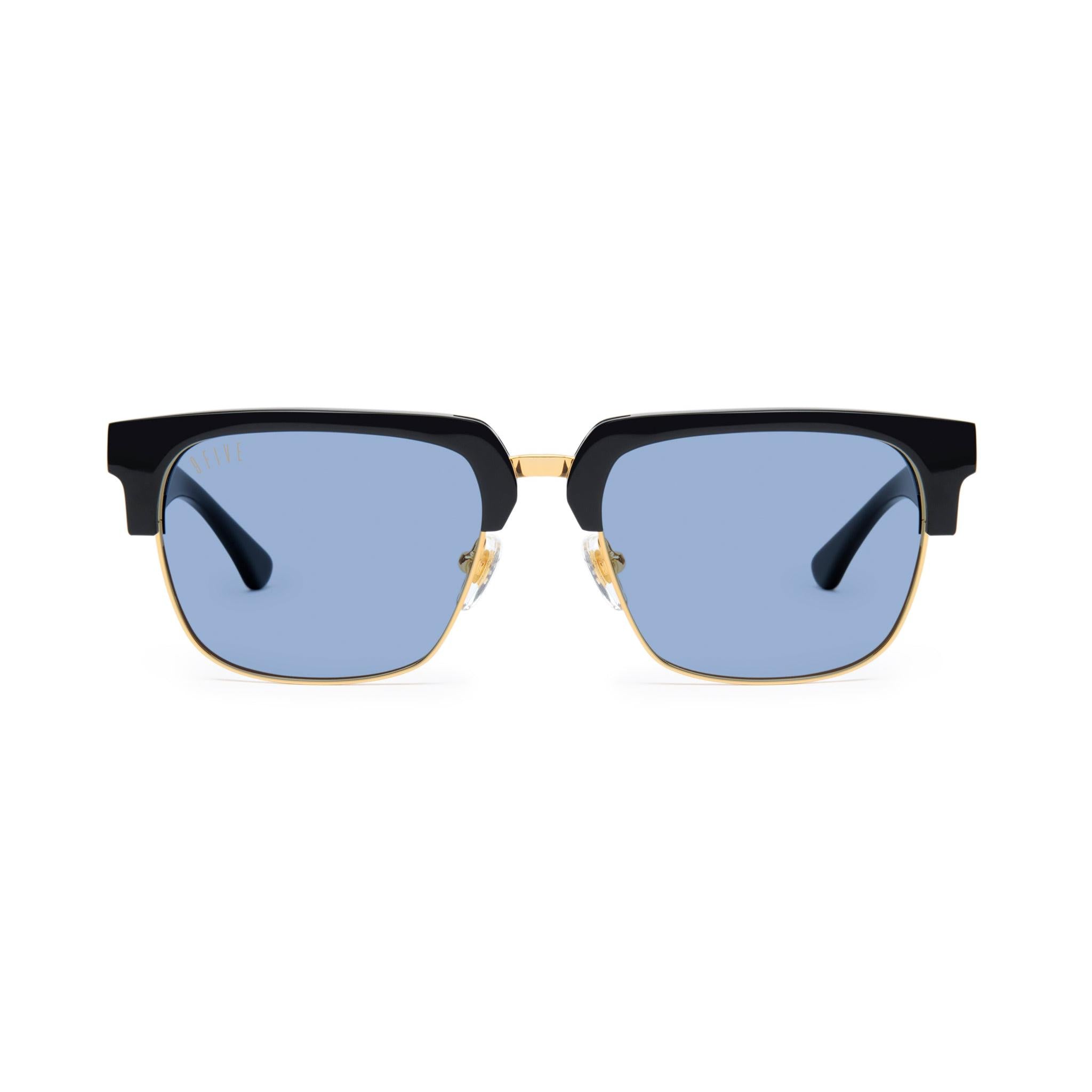 9FIVE Belmont Sky Blue Tint & 24K Gold Sunglasses — front [g:sky-blue-tint s:all o:1]