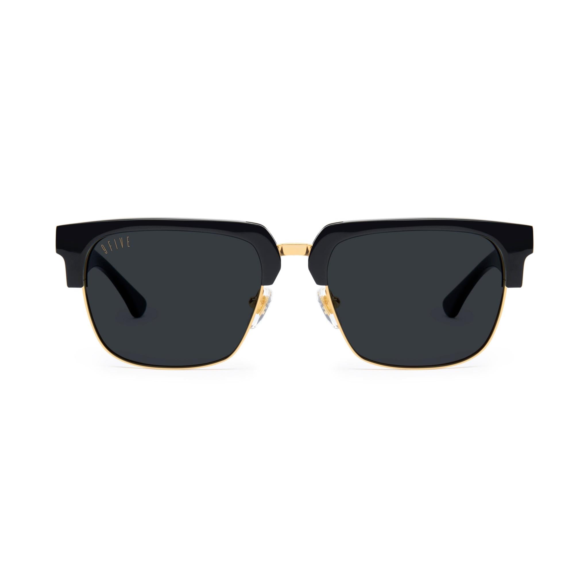 9FIVE Belmont Black & 24K Gold Sunglasses — Regular fit, front [g:black s:reg o:1]