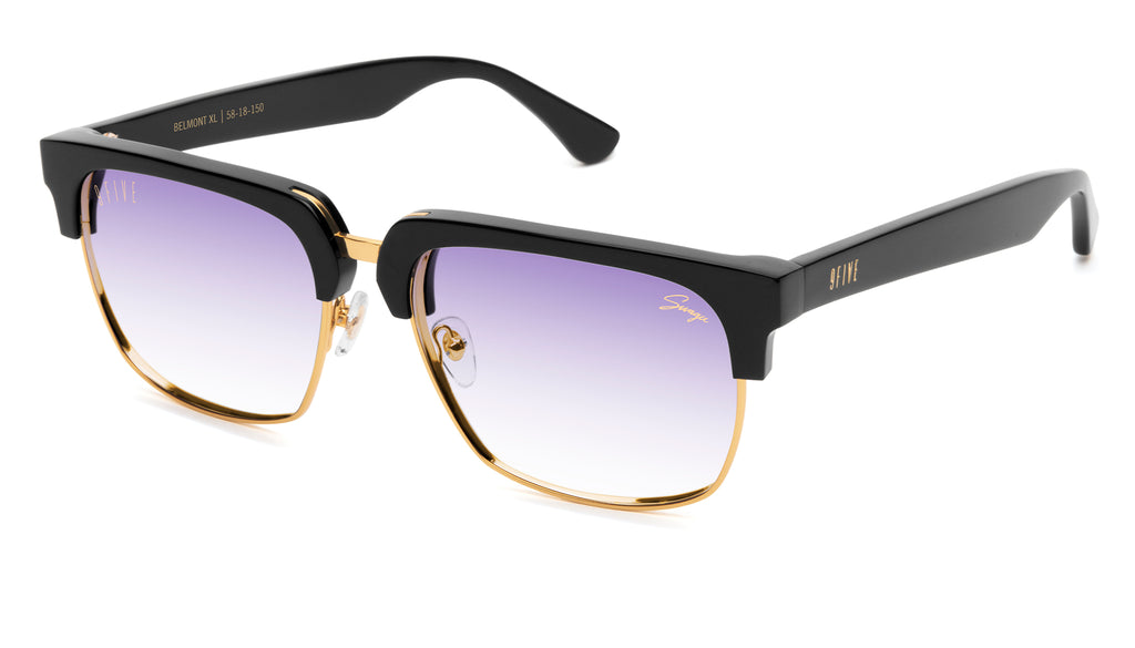 9FIVE x Swagu Belmont XL Black & 24K Gold - Purple Hue Sunglasses