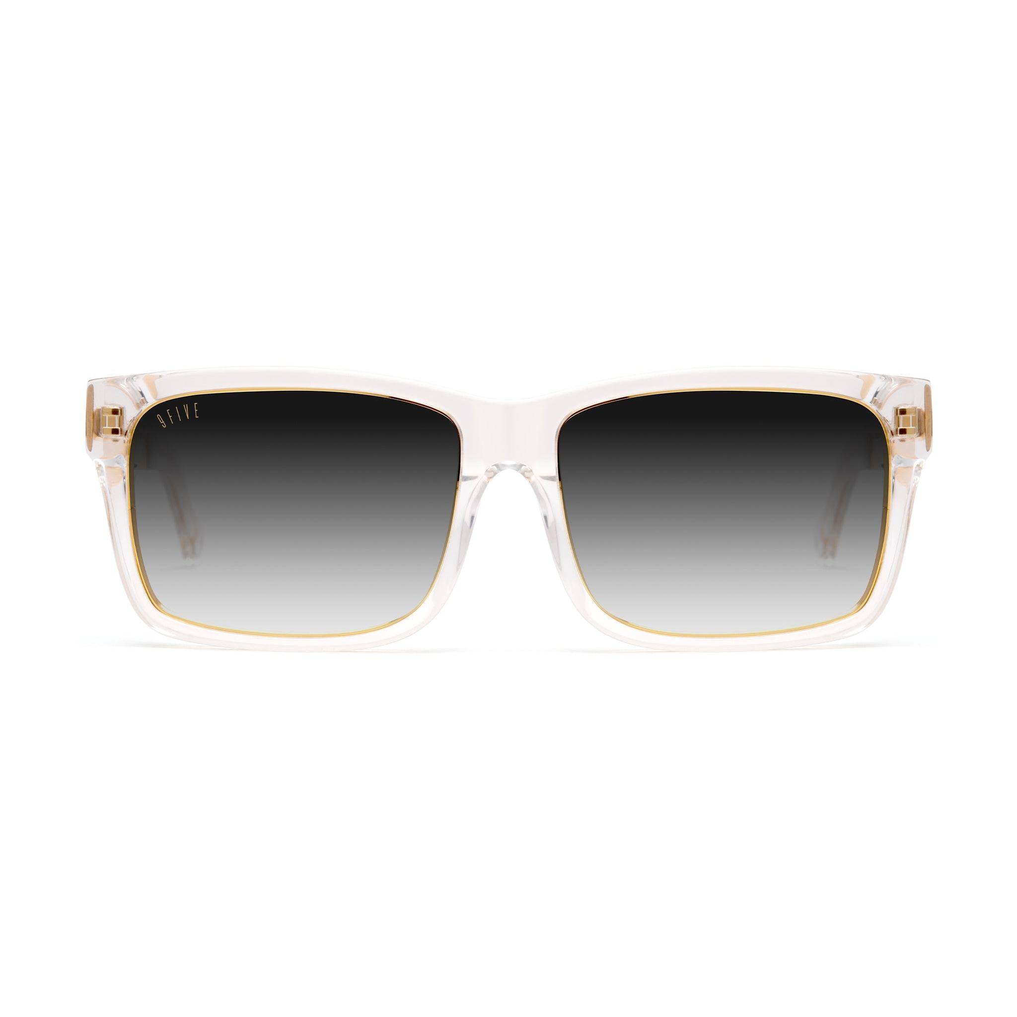 9FIVE Caps LX Crystal & 24K Gold Black Gradient Sunglasses — front [g:black-gradient s:all o:1]