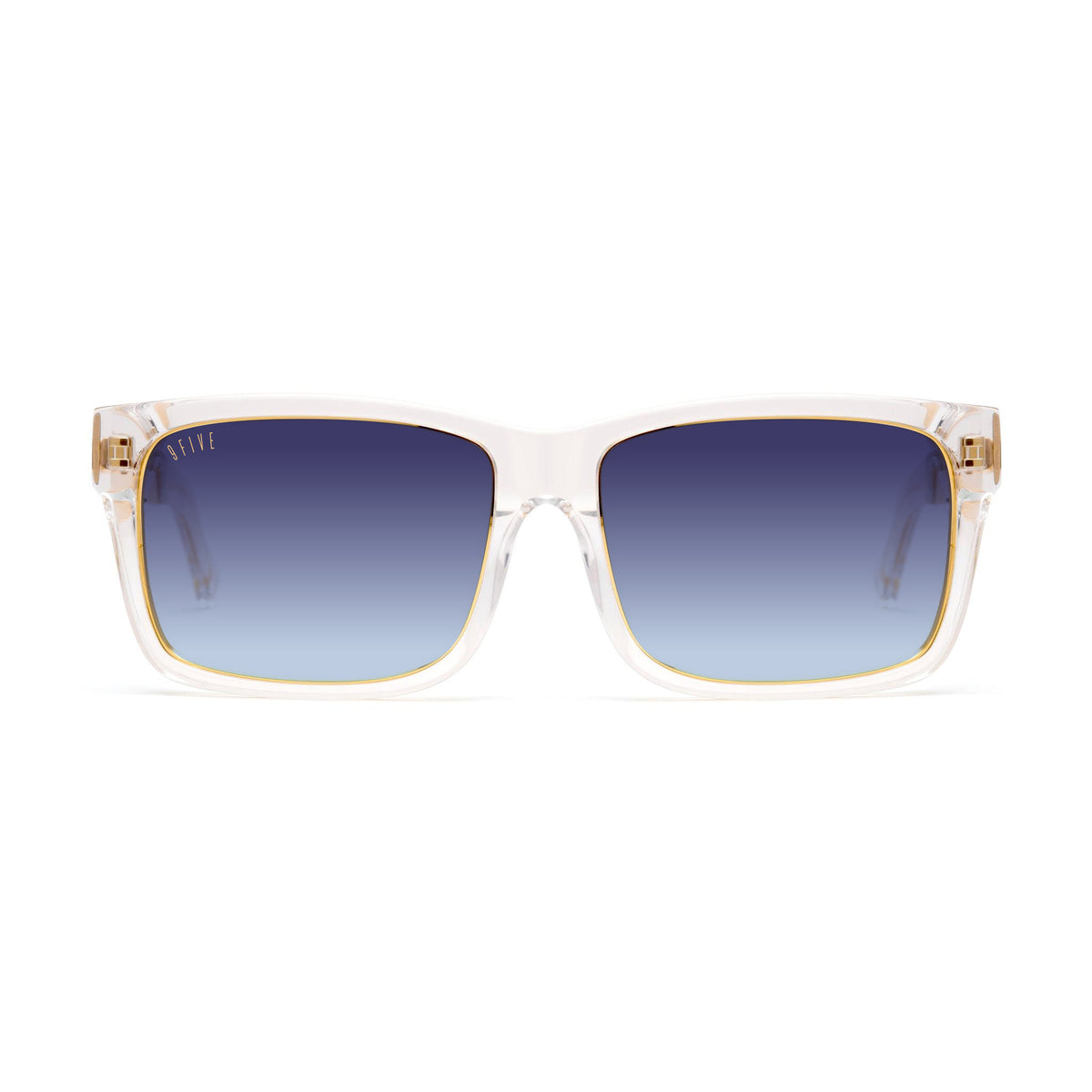 Chic Gradient Sunglasses with Crystal Details JL vibes Blue/Tortoise Thick Geek-Chic Geometric Gradient Sunglasses  main image 4