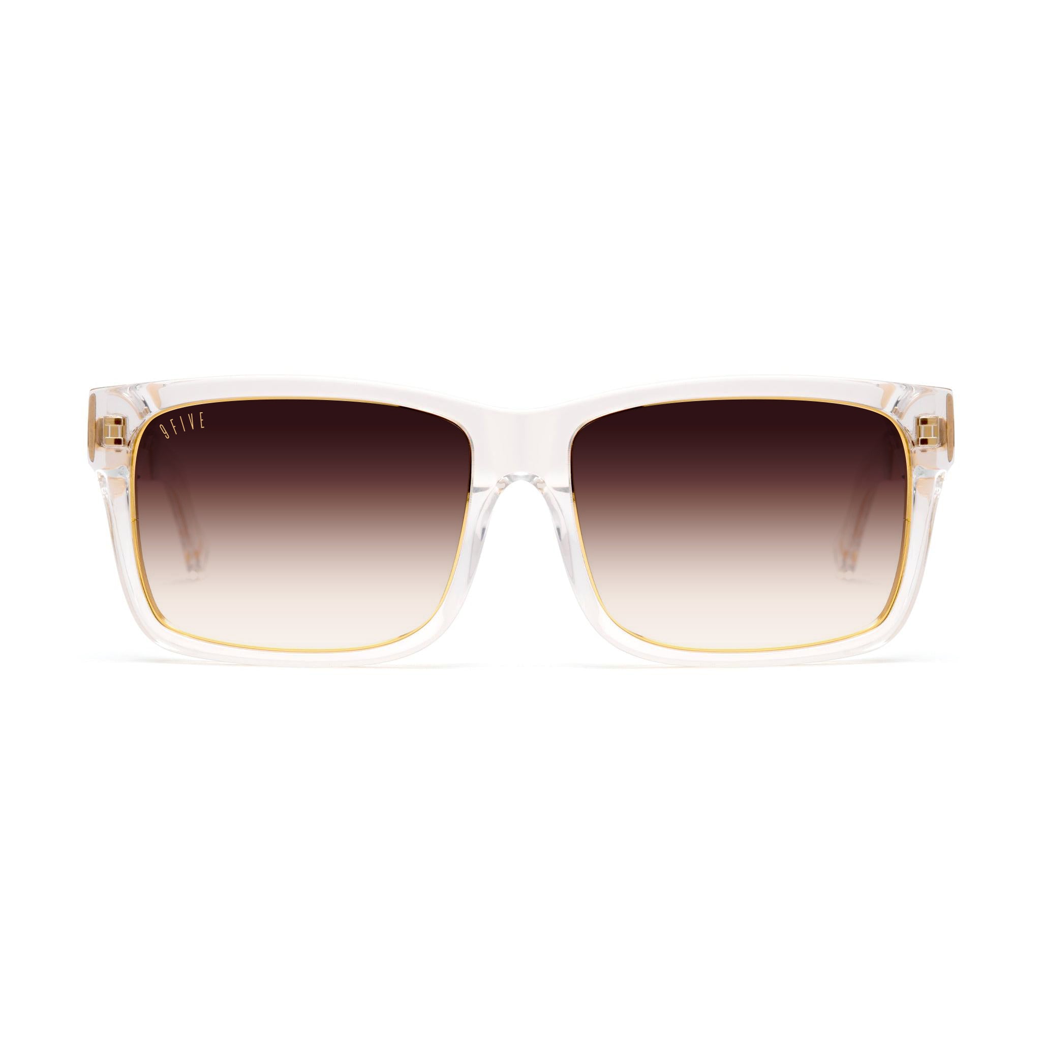9FIVE Caps LX Crystal & 24K Gold Rum Gradient Sunglasses — front [g:rum-gradient s:all o:1]