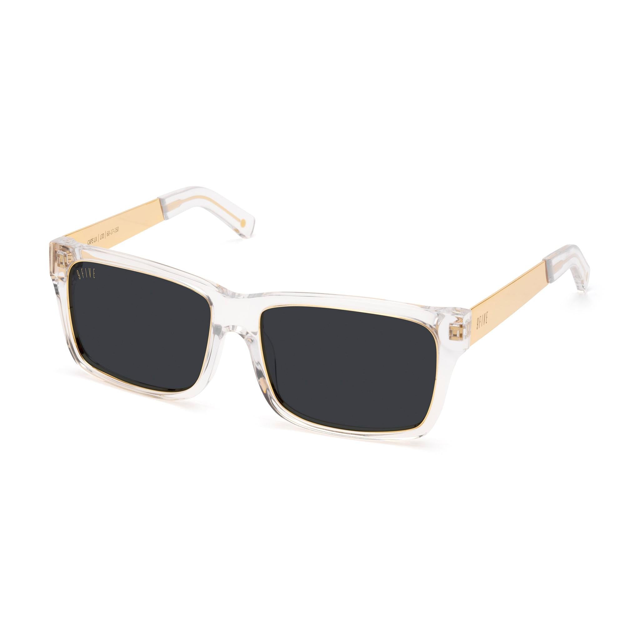 9FIVE Caps LX Crystal & 24K Gold Black Sunglasses — side [g:black s:all o:2]
