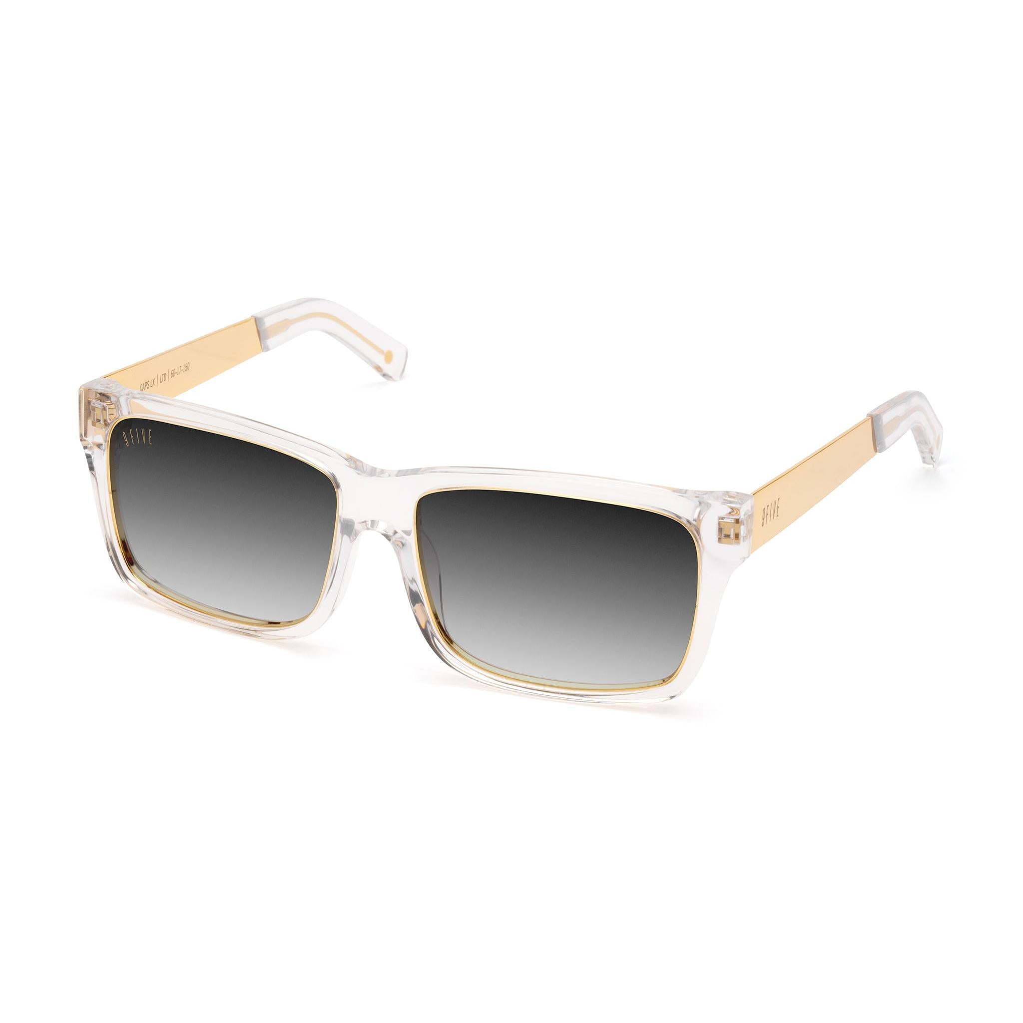 9FIVE Caps LX Crystal & 24K Gold Black Gradient Sunglasses — side [g:black-gradient s:all o:2]