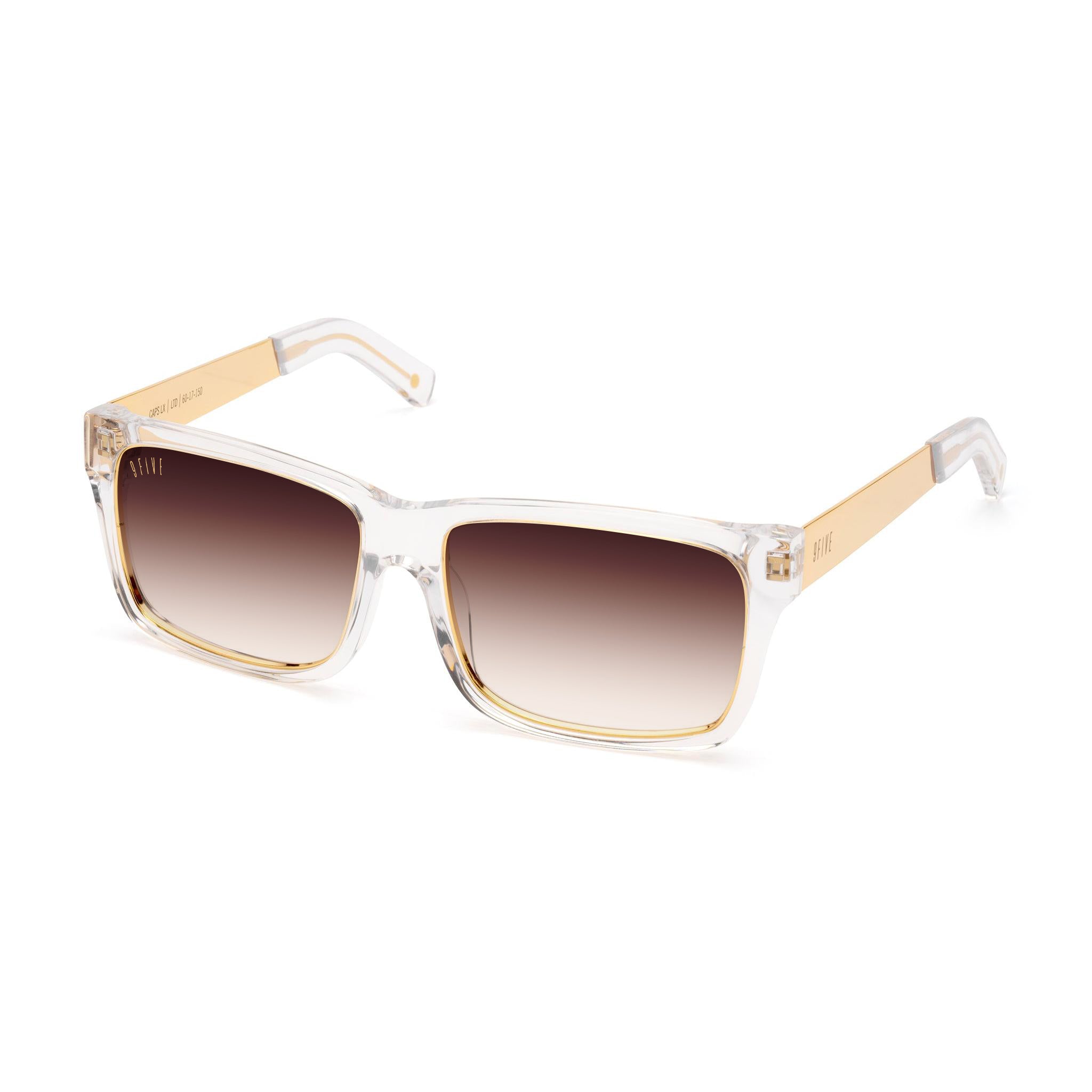 9FIVE Caps LX Crystal & 24K Gold Rum Gradient Sunglasses — side [g:rum-gradient s:all o:2]