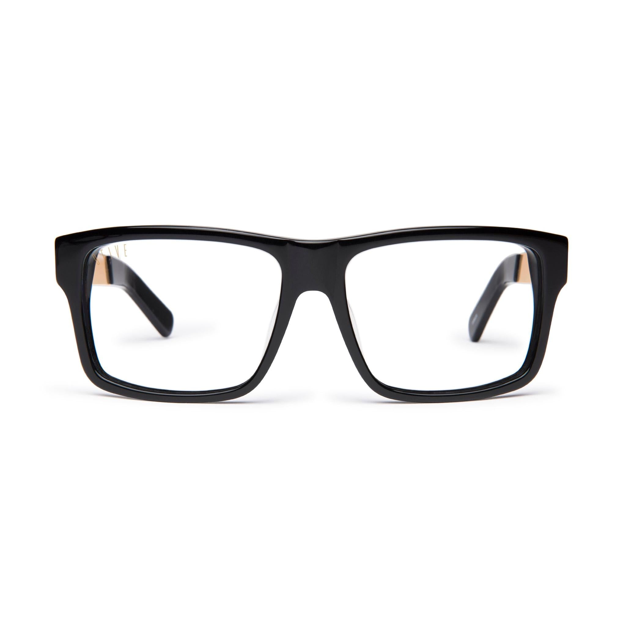 9FIVE Caps LX Black & 24K Gold Clear Lens Glasses Rx
