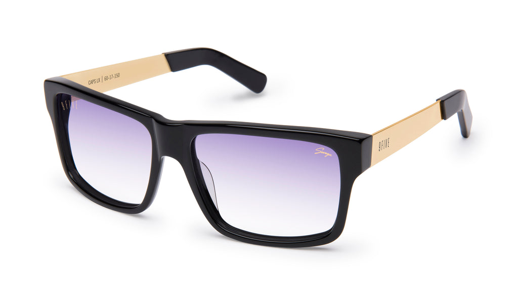 9FIVE x Swagu Caps LX Black & 24K Gold Purple Hue Sunglasses