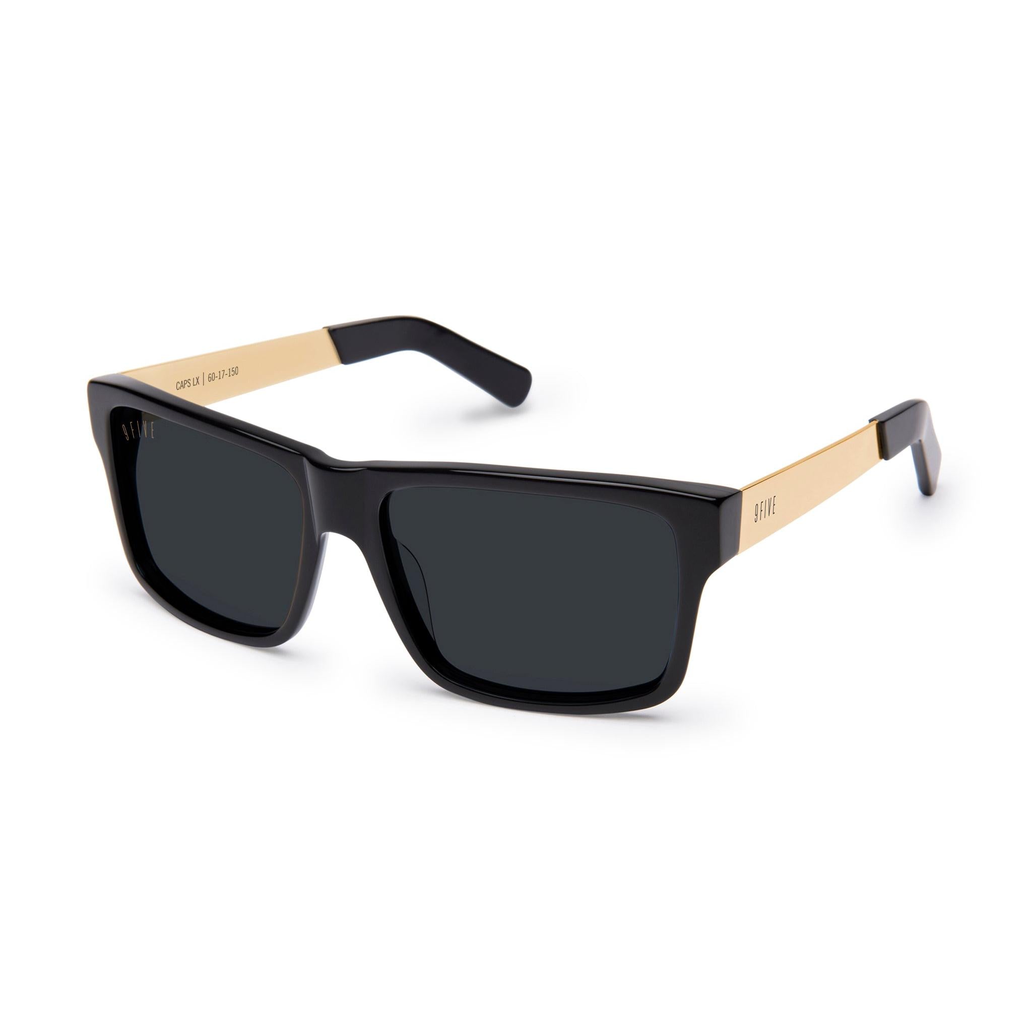 9FIVE Caps LX Black & 24K Gold Sunglasses — side [g:black s:all o:2]