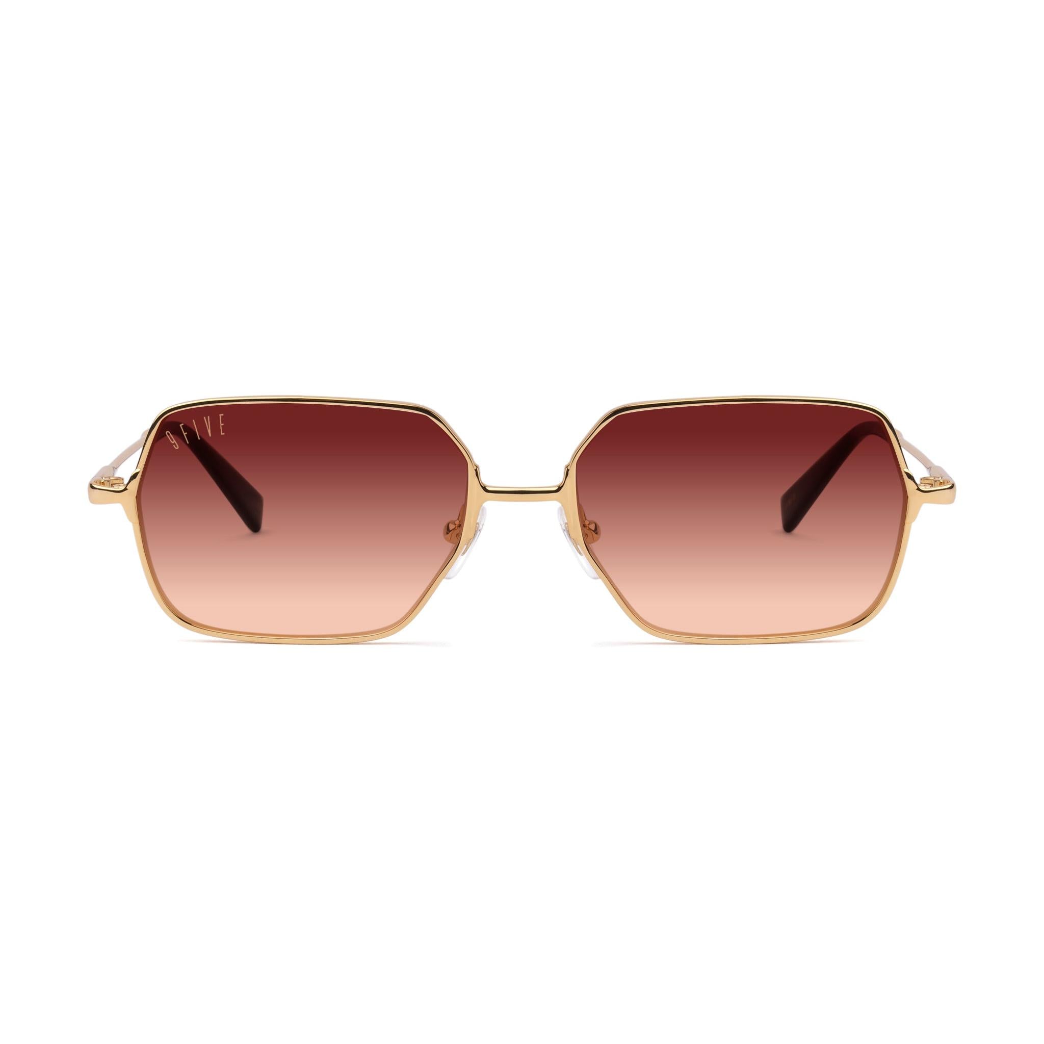 9FIVE Clarity 24K Gold Rum Gradient Sunglasses — front [g:rum-gradient s:all o:1]