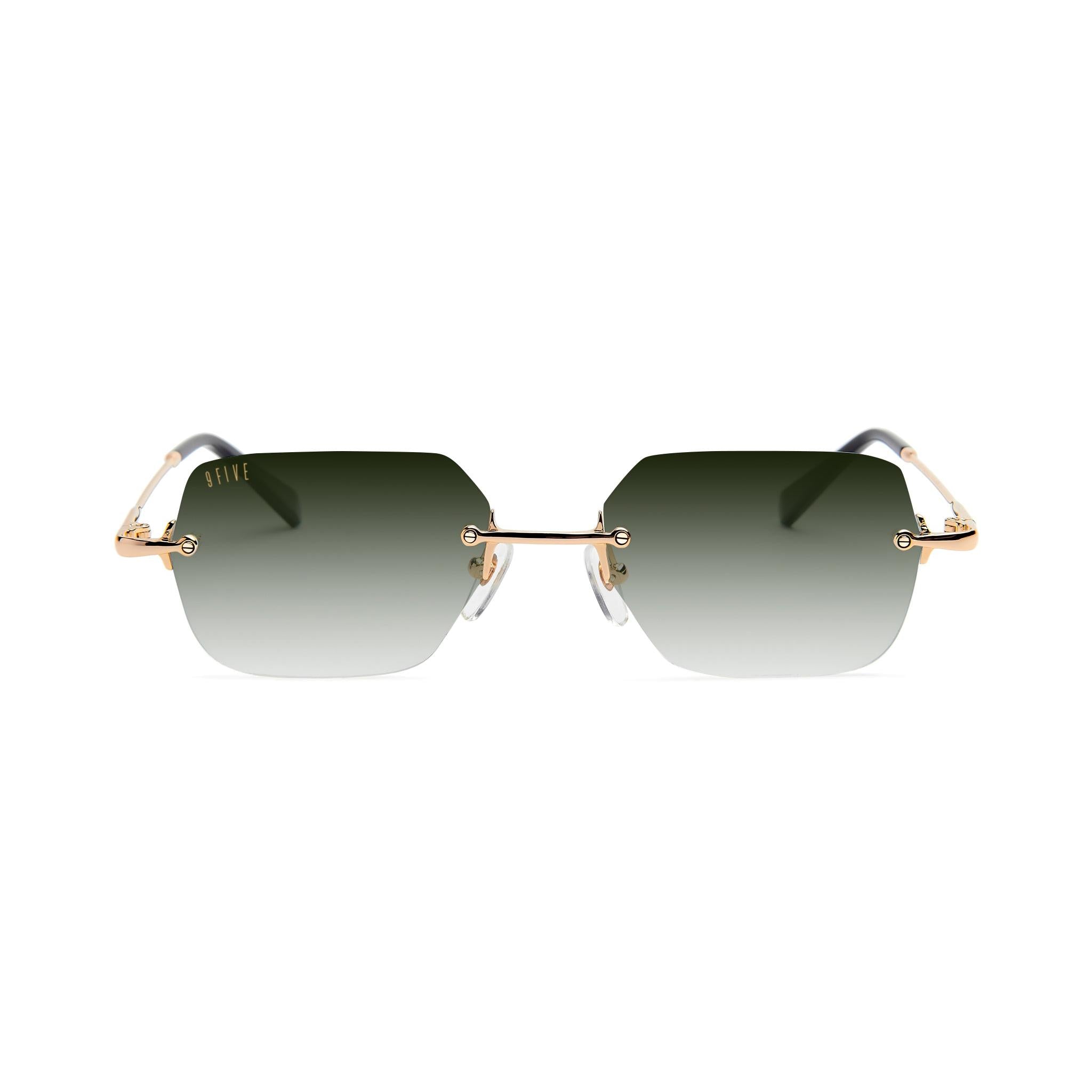 9FIVE Clarity Lite Green Gradient & 24K Gold Sunglasses — front [g:green-gradient s:all o:1]