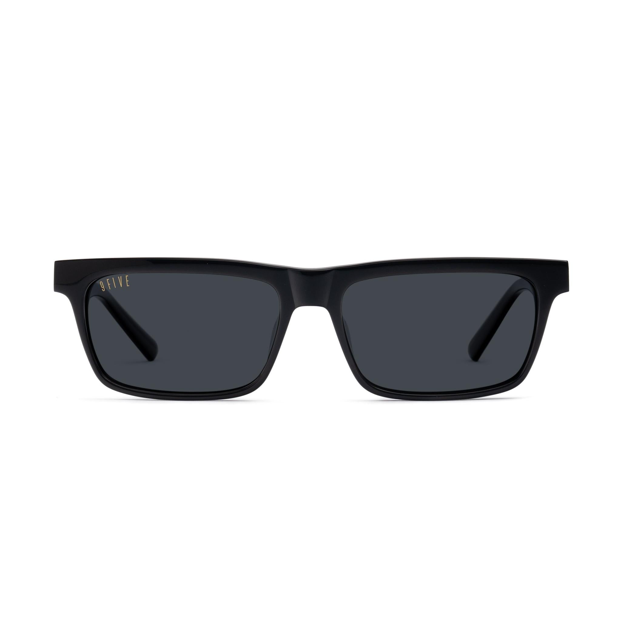 9FIVE Cove Black & 24K Gold Sunglasses — XL fit, front [g:black s:xl o:1]