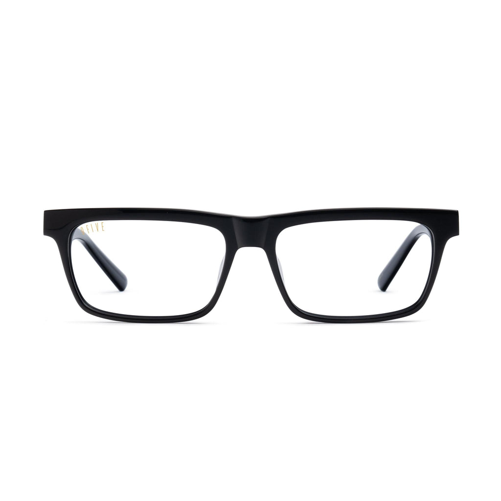 9FIVE Cove Black & 24K Gold Clear Lens Glasses — XL front [g:all s:xl o:1]