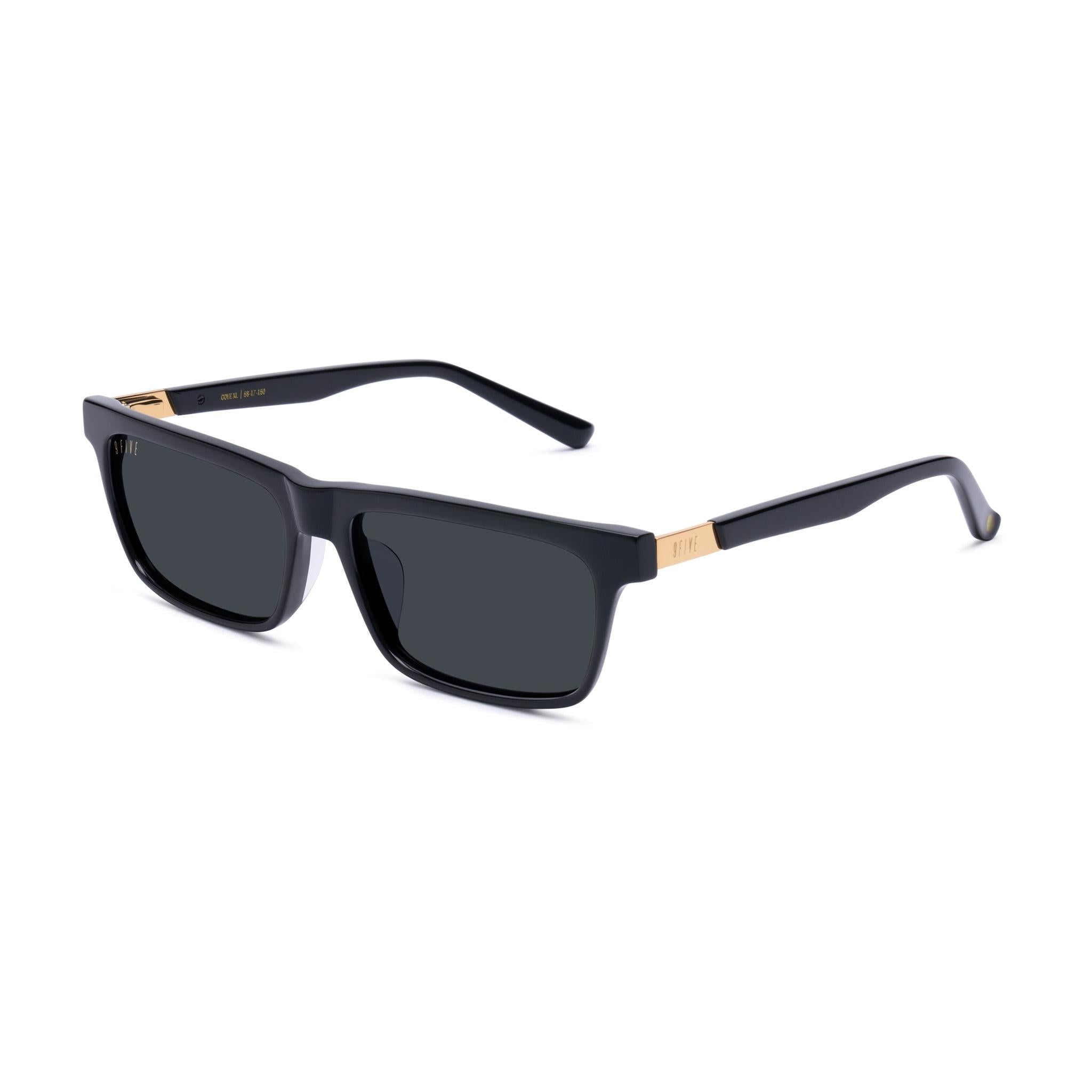 9FIVE Cove Black & 24K Gold Sunglasses — XL fit, side [g:black s:xl o:2]